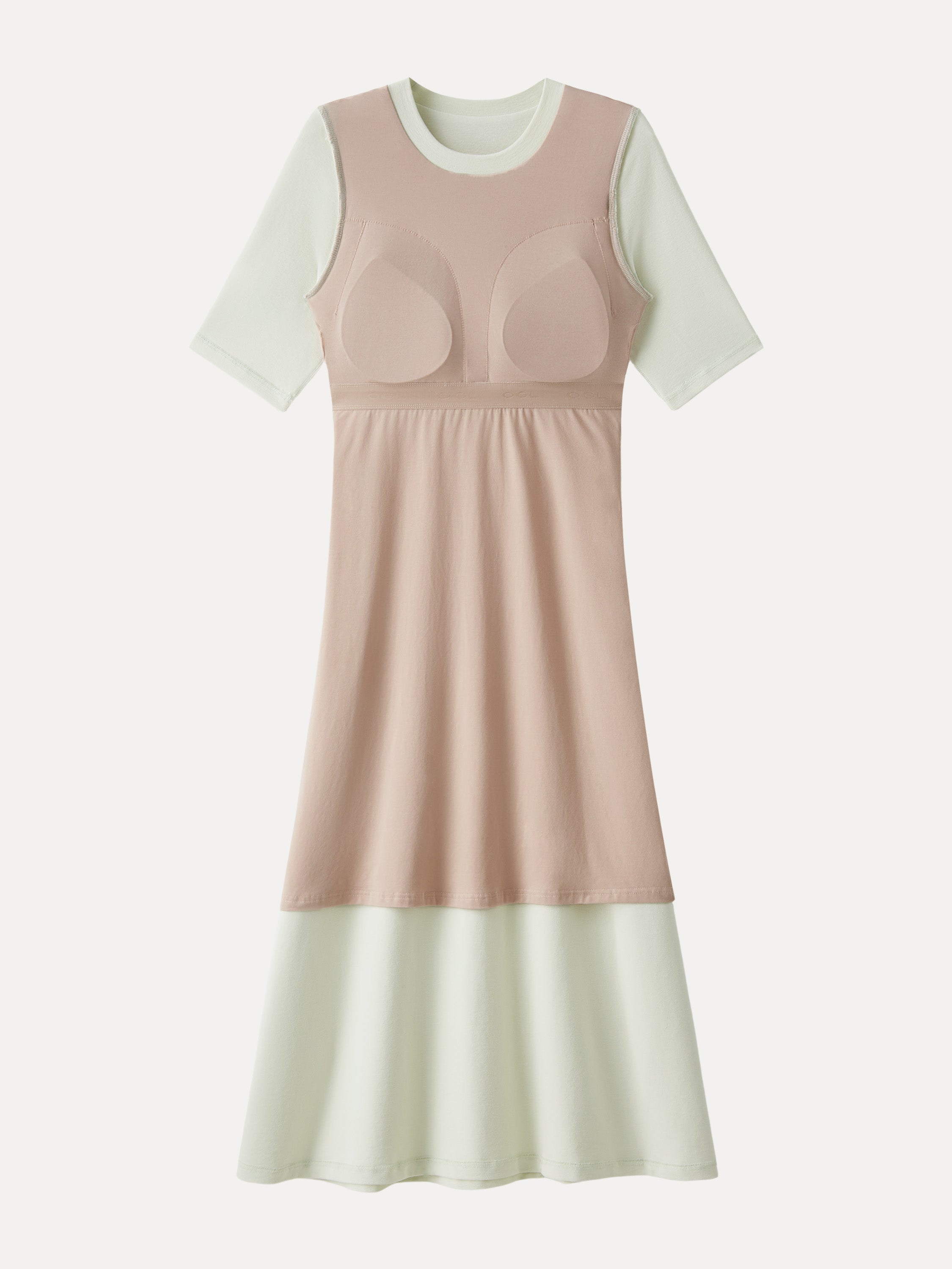 Cotton Lyocell Crewneck Midi Brami Dress with Pockets