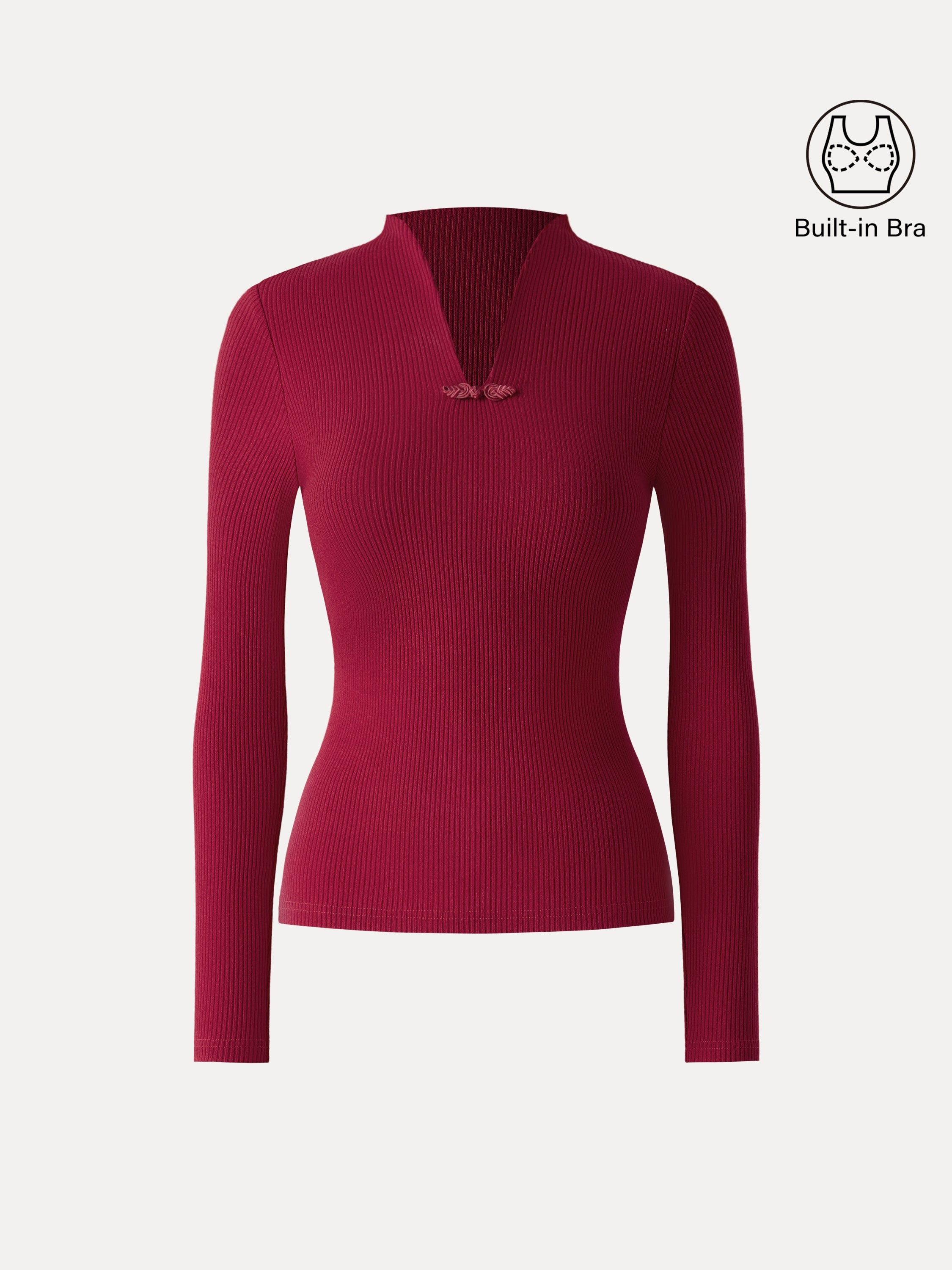 Ribbed Stand V-neck Frog Button Long Sleeve Brami Limited Edition
