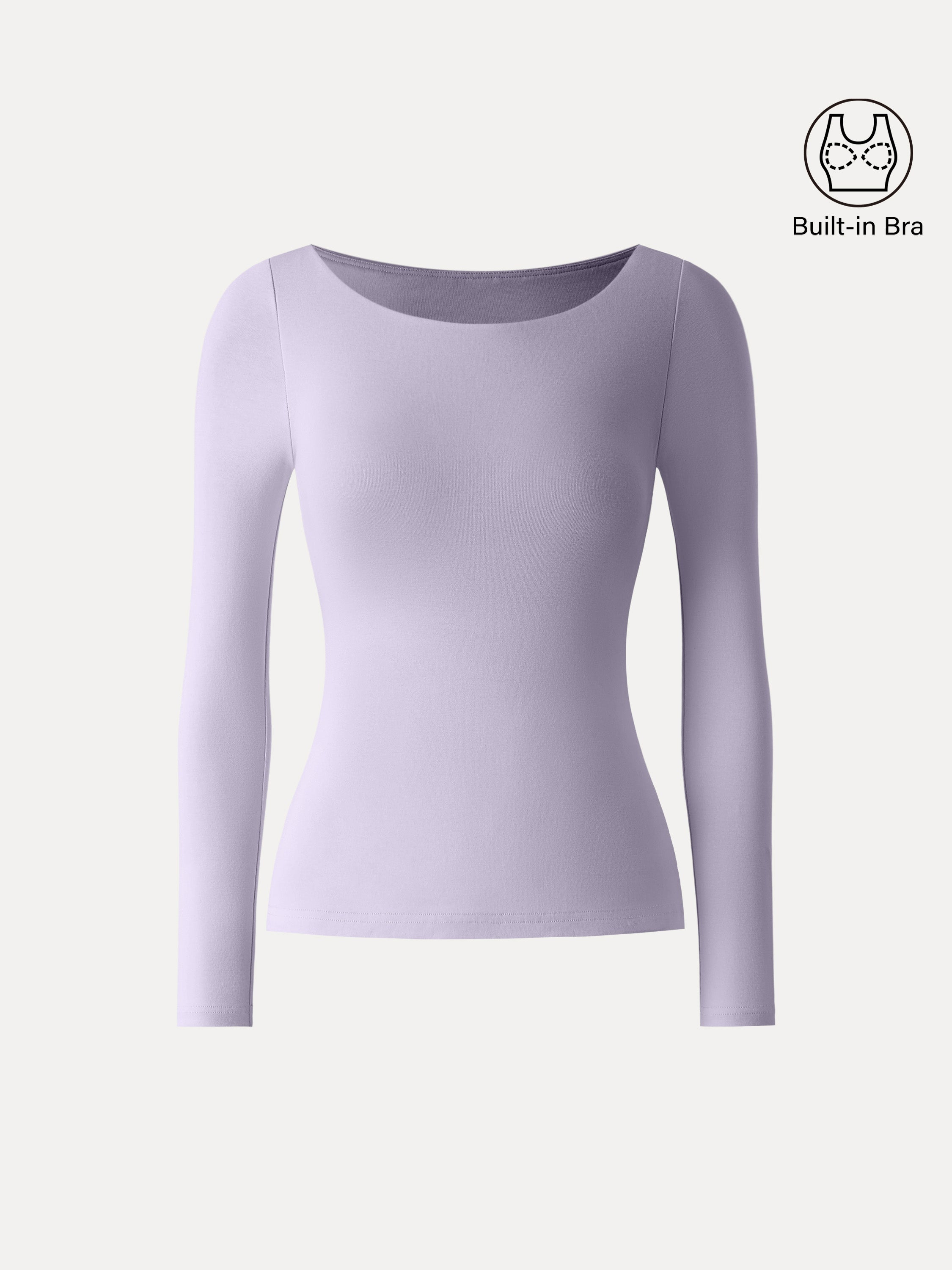 Cotton Lyocell High Scoop Neck Long Sleeve Brami