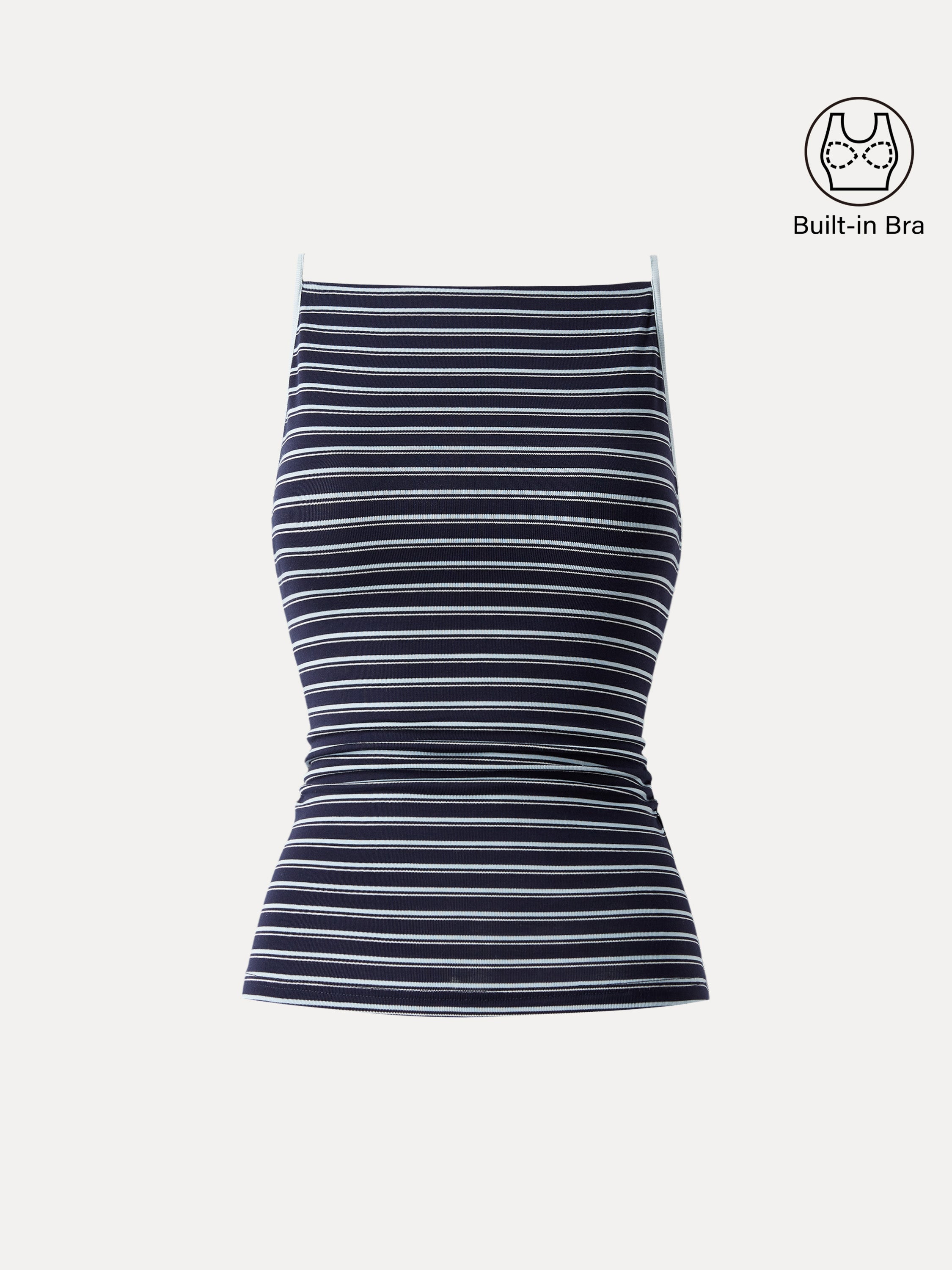 Striped Side Ruched Spaghetti New Airy Brami