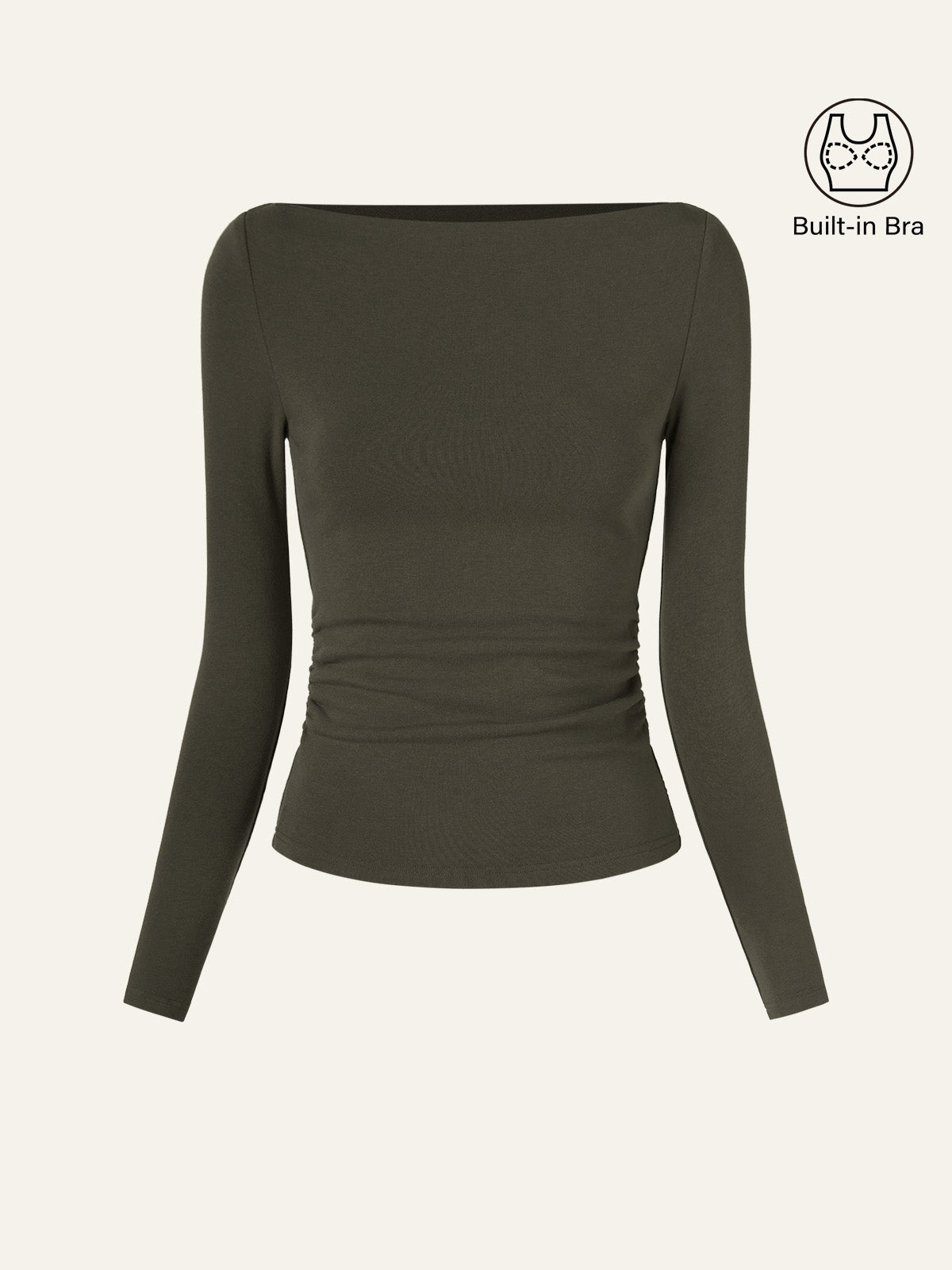 Modern Side Ruched Boatneck Brami Top