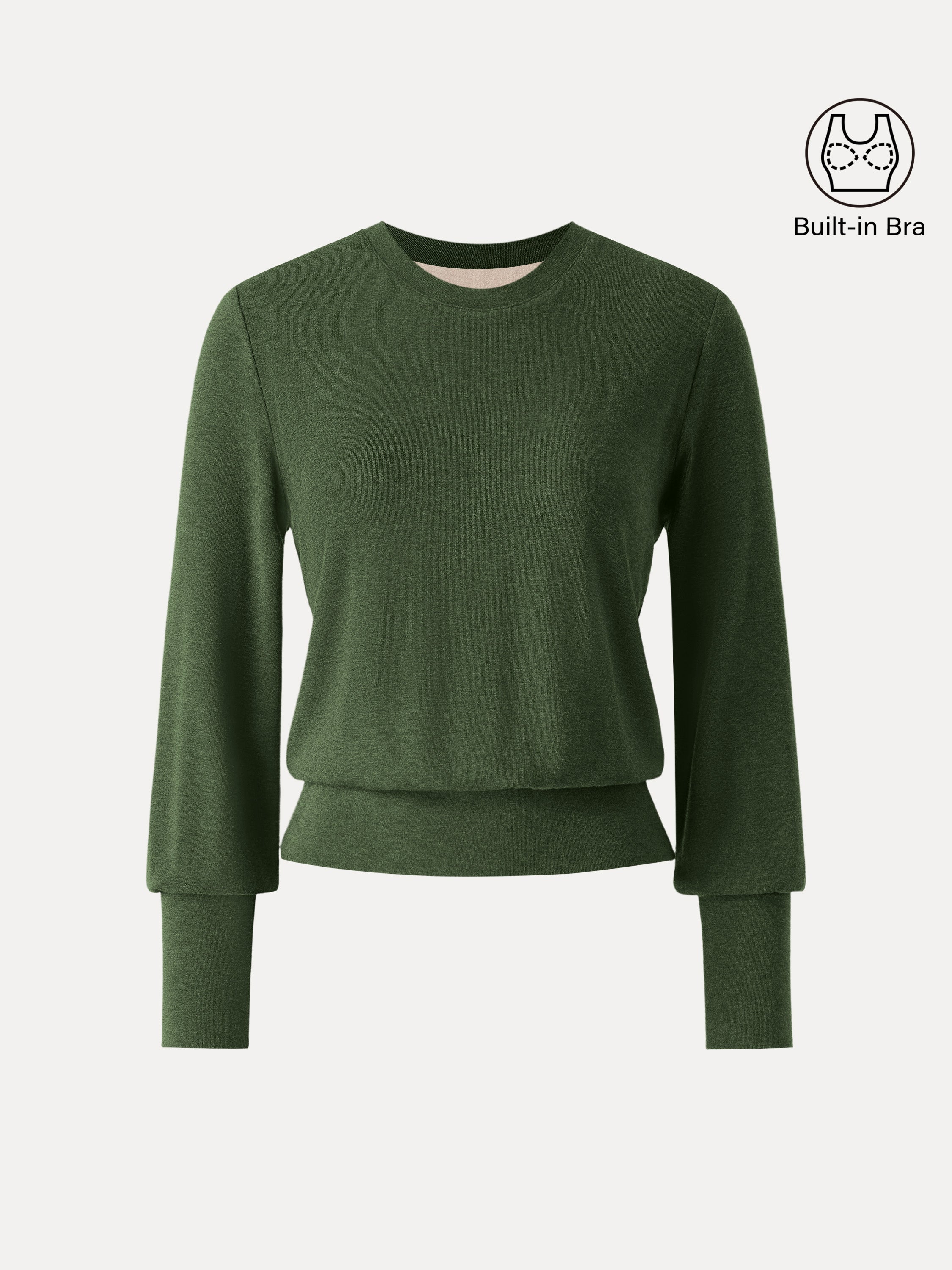 Elevated Crewneck Brushed Brami with Banded Hem