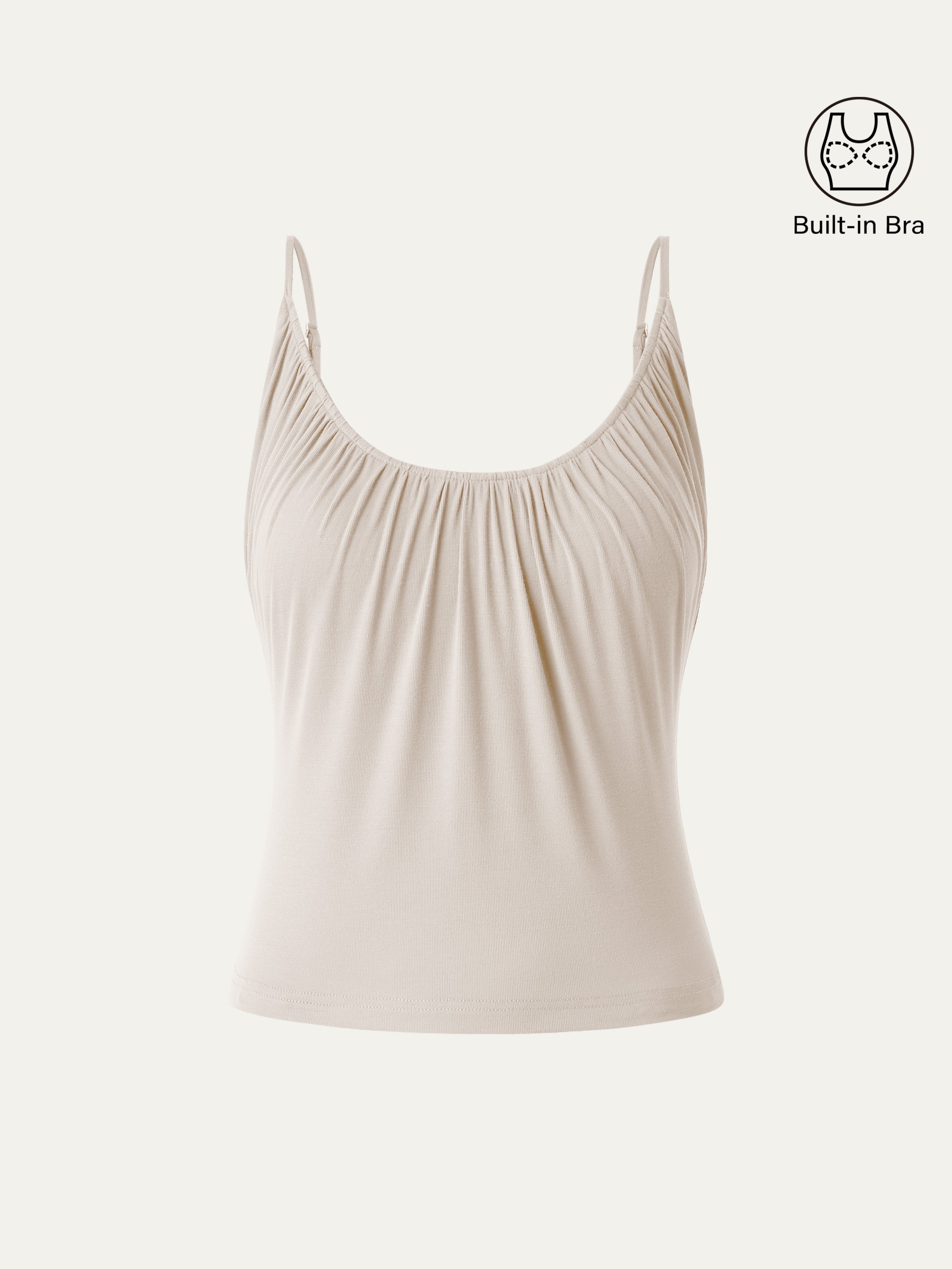 Scoop Neck Gathered Spaghetti Brami Top