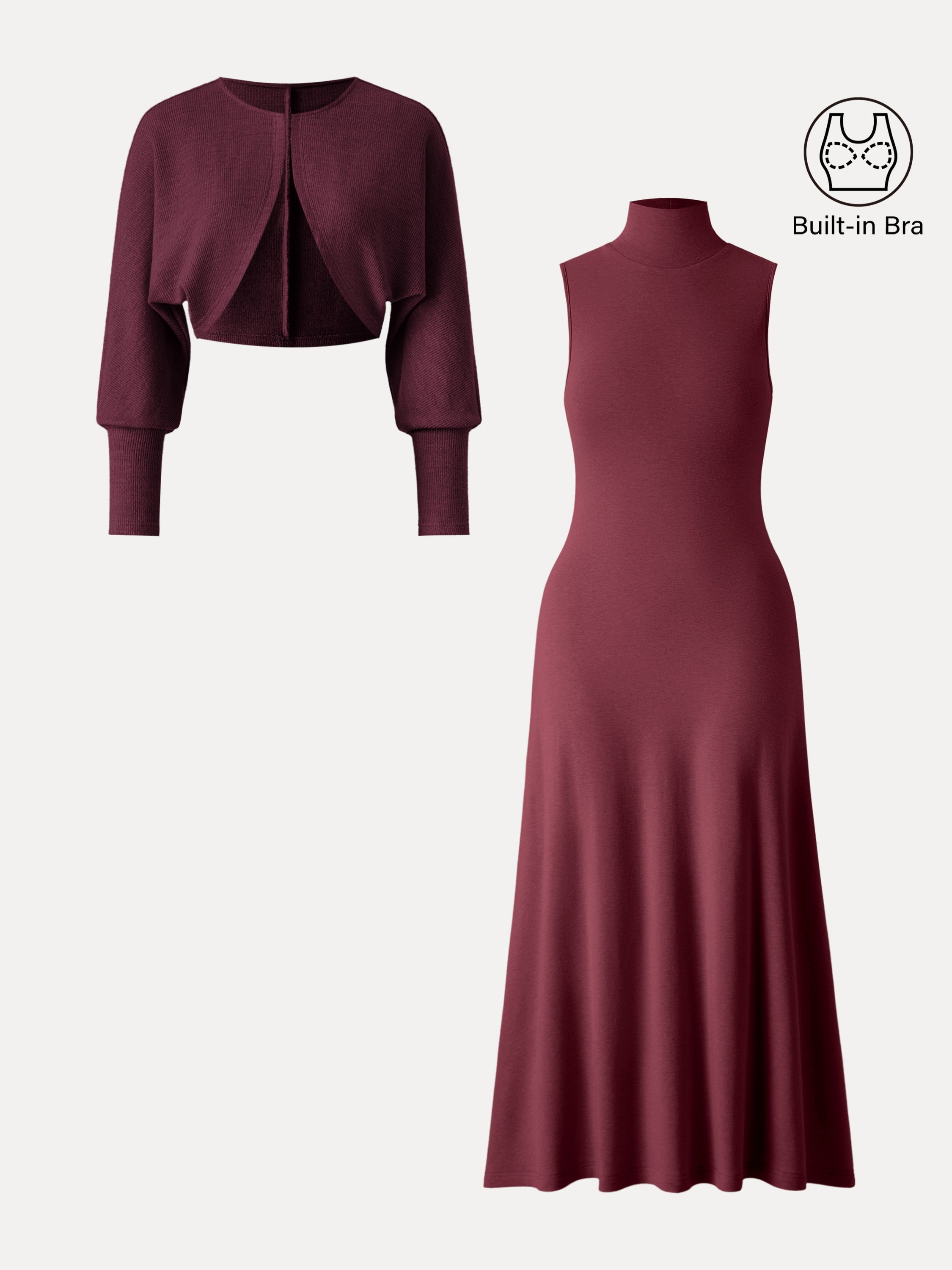 ProWarm Turtleneck Sleeveless Brami Dress with Cardigan