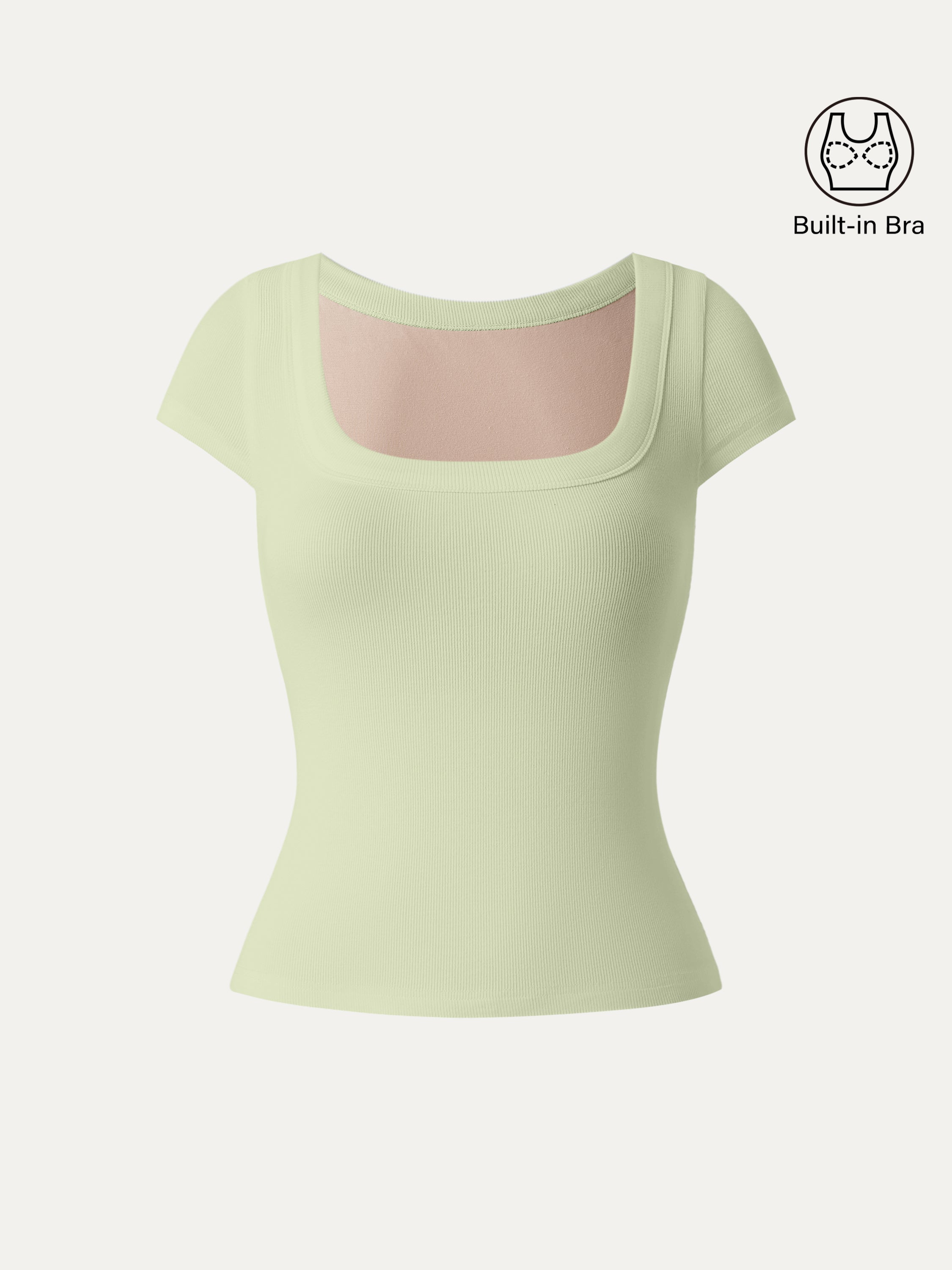 Stretch Cotton Square Neck Cap Sleeve Brami
