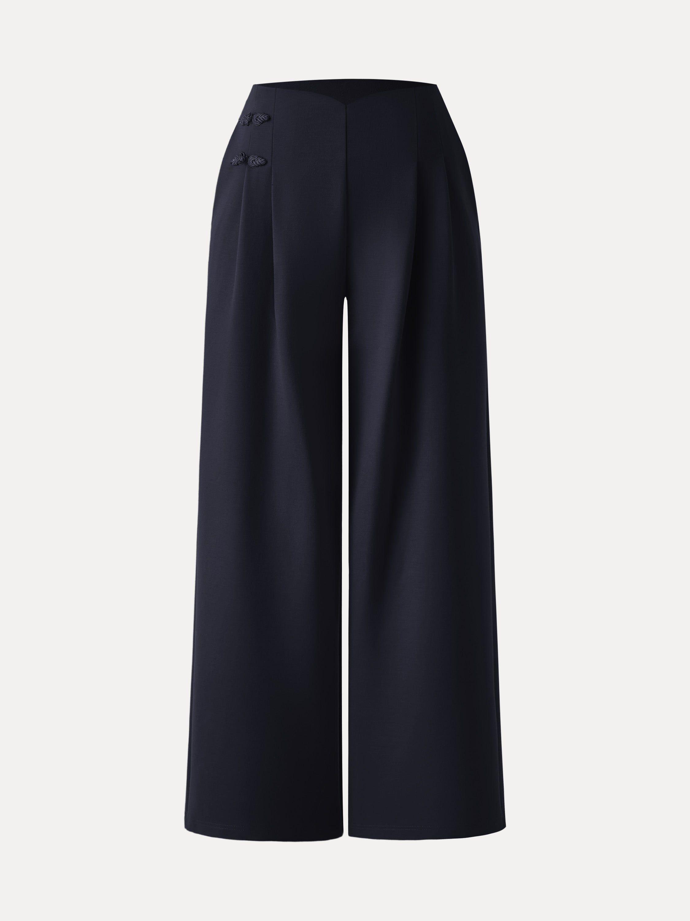 Statement Frog Button High Rise Wide Leg Pants with Pockets Limited Edition