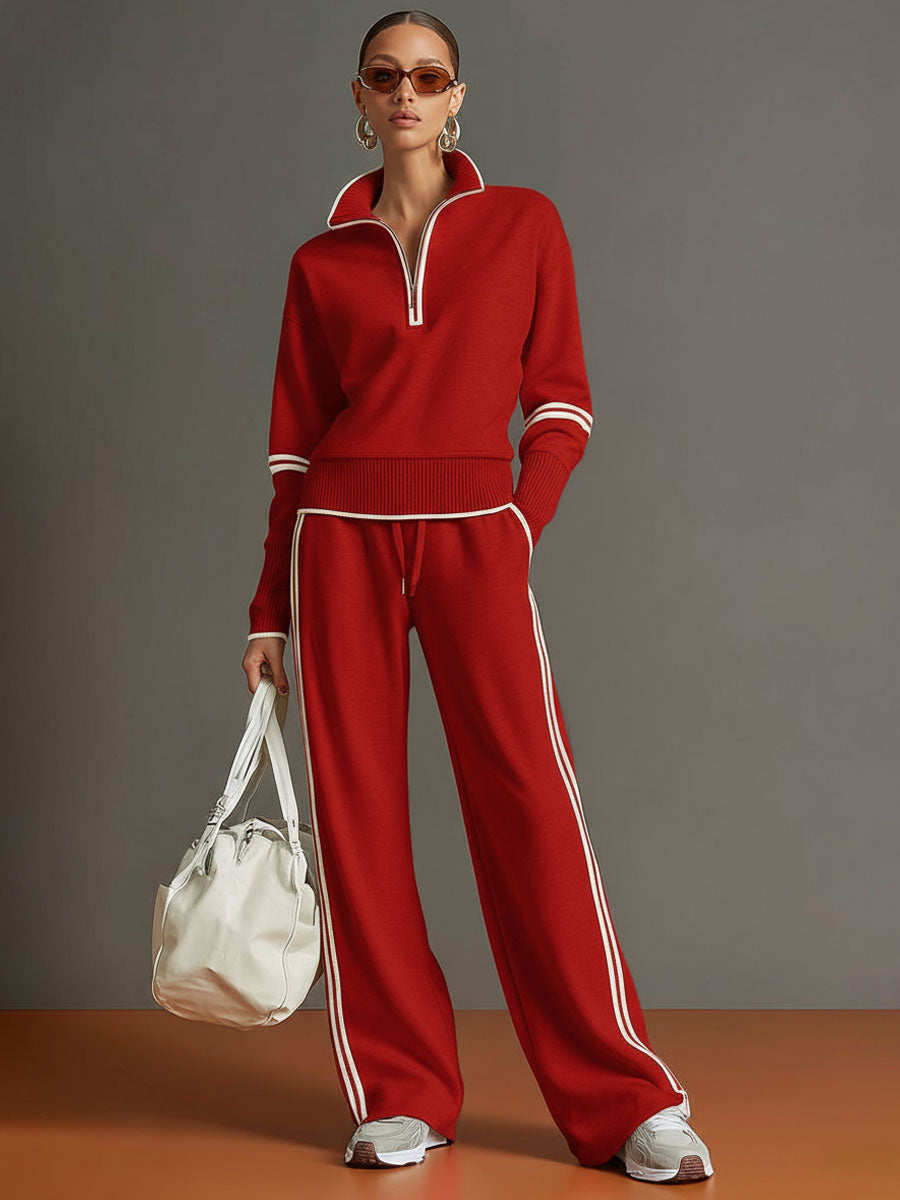 Katie – 2 Piece Track Suit with wide leg bottoms.