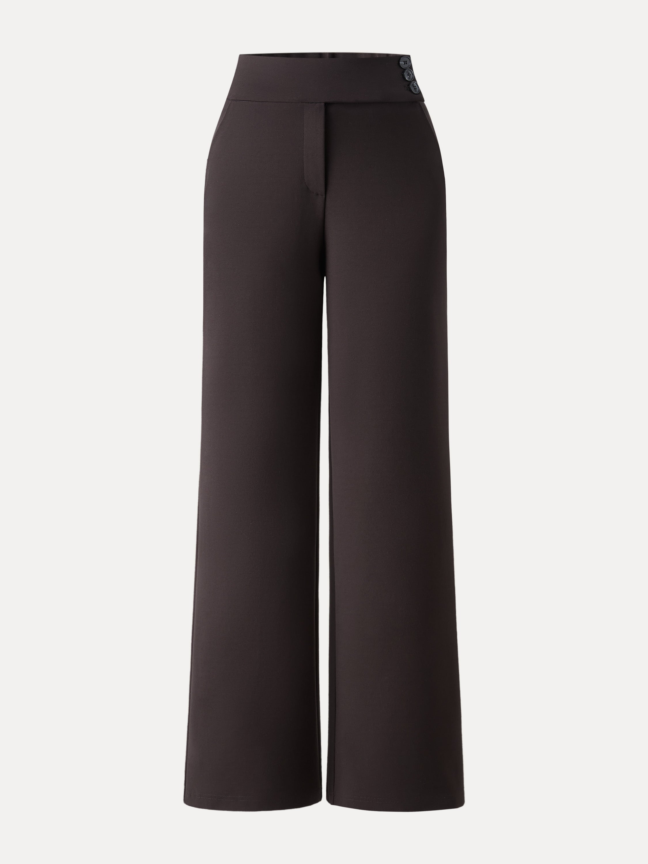 Stretchy High Rise Wide Leg Pants with Pockets