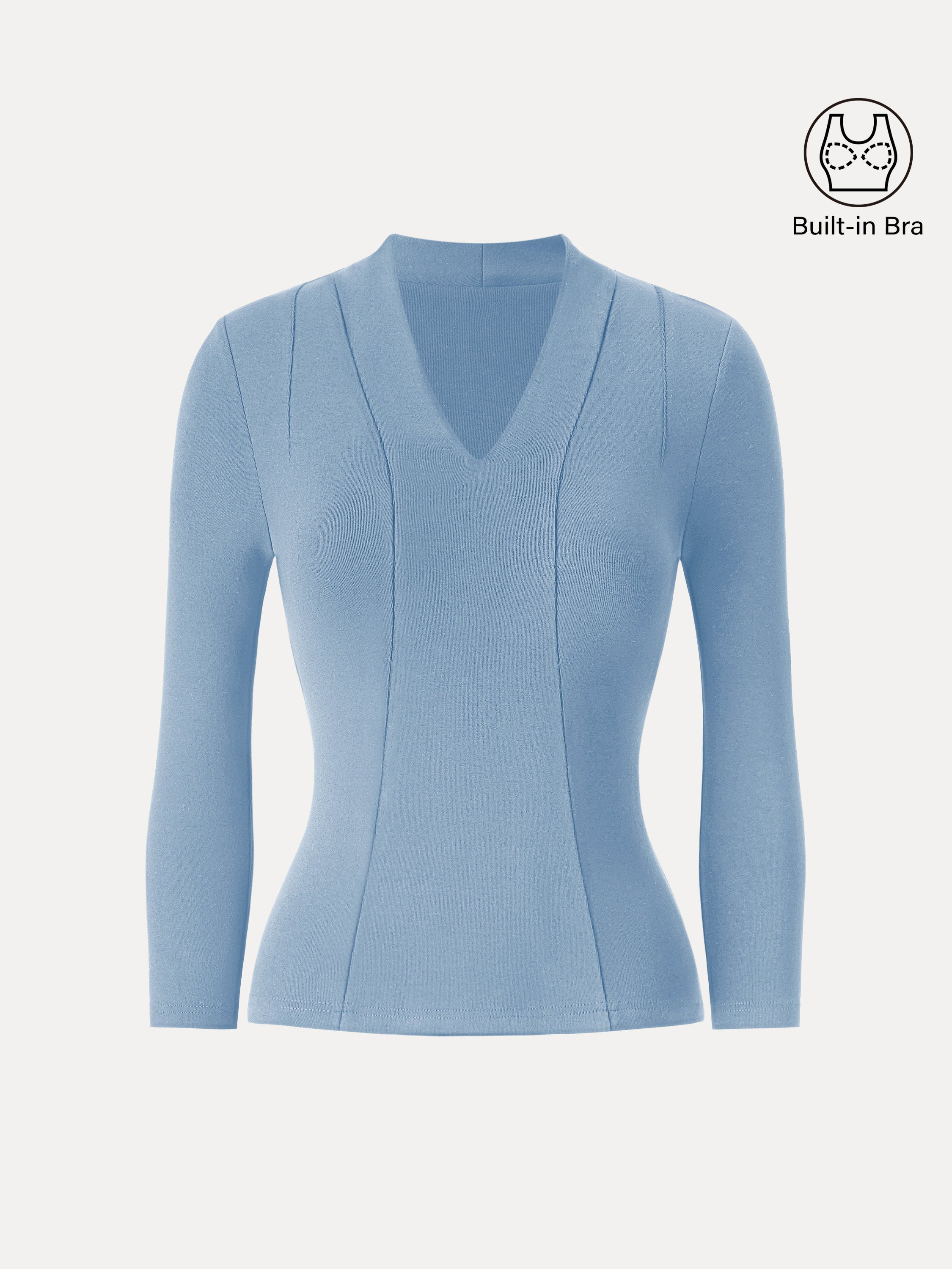 Cotton Lyocell V-Neck 3/4 Sleeve Brami