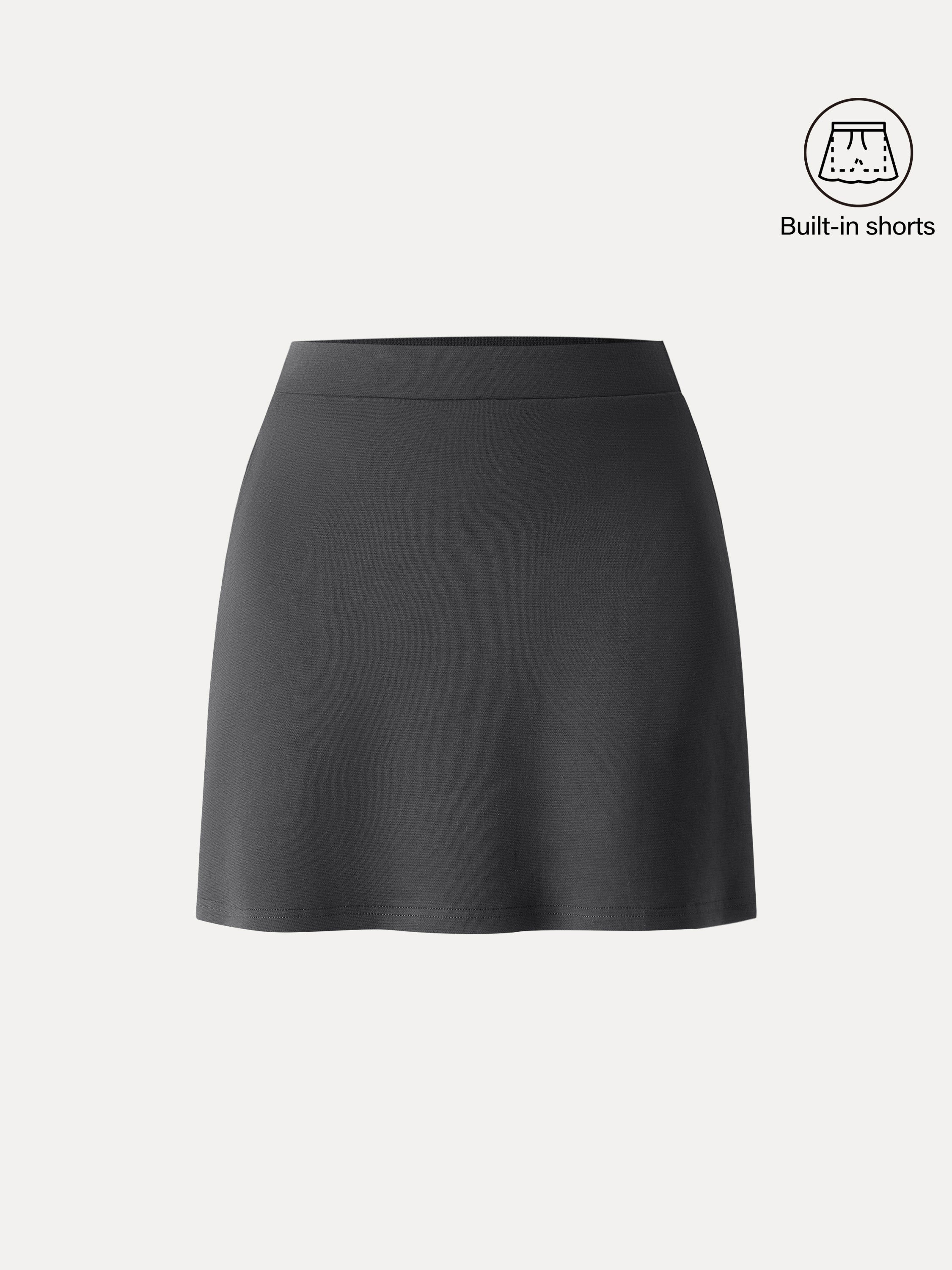 Cotton Blend Mini Pull-on A-Line Skirt with Pockets