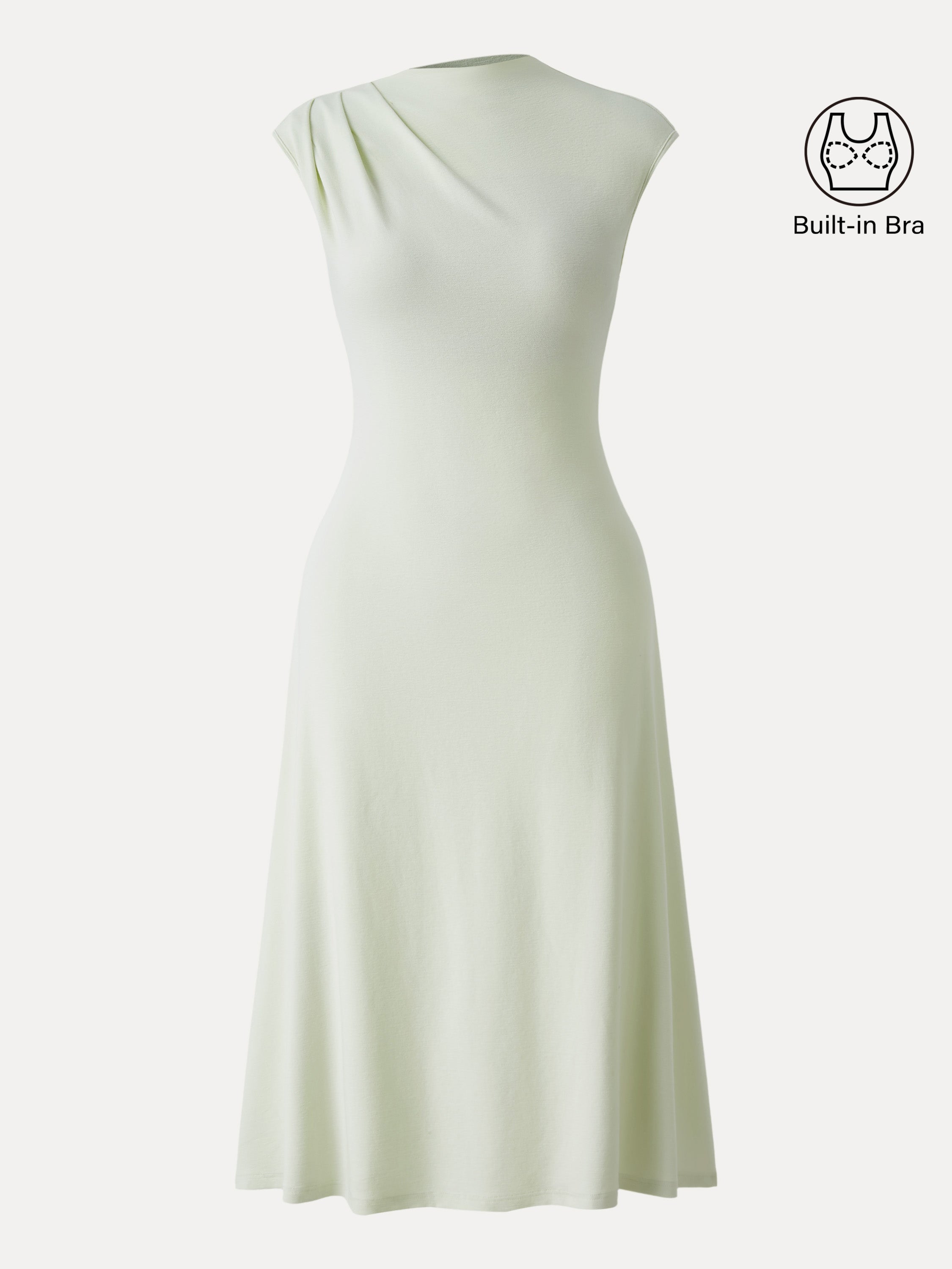 Stretch Cotton Refined Mockneck Flared Midi Brami Dress