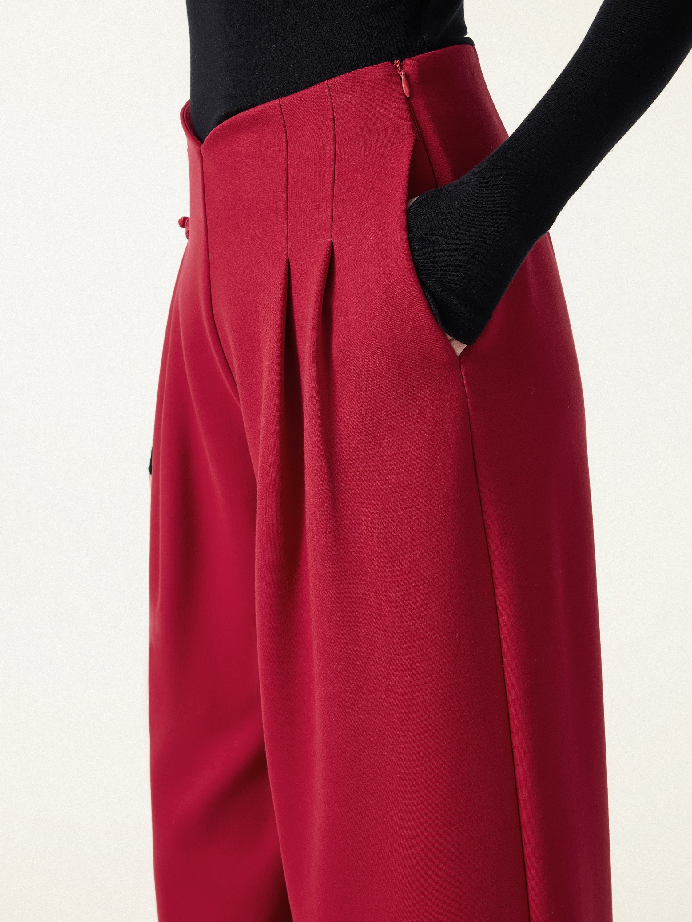Statement Frog Button High Rise Wide Leg Pants with Pockets Limited Edition