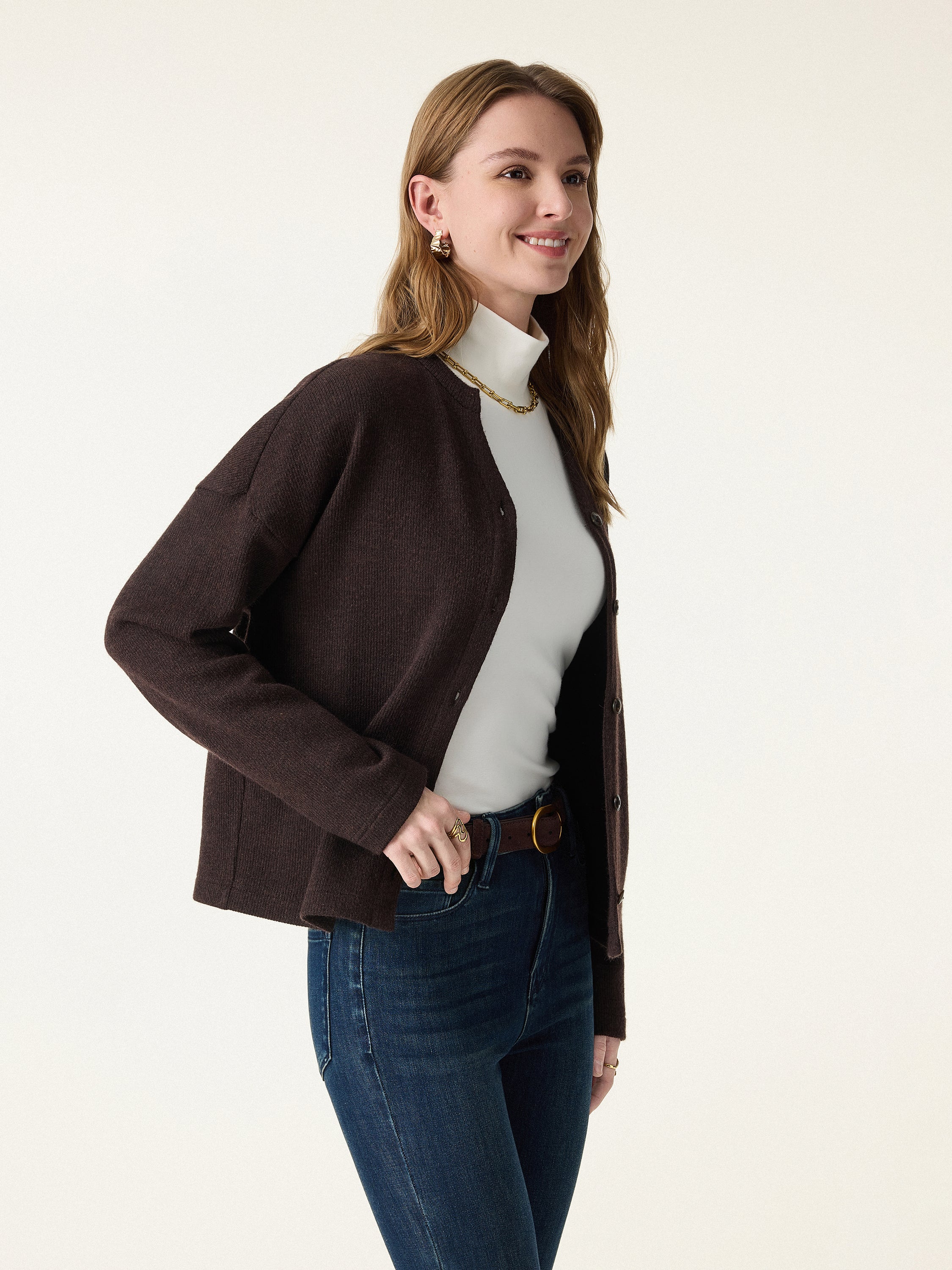 Cozy Knit Cropped Button Front Cardigan