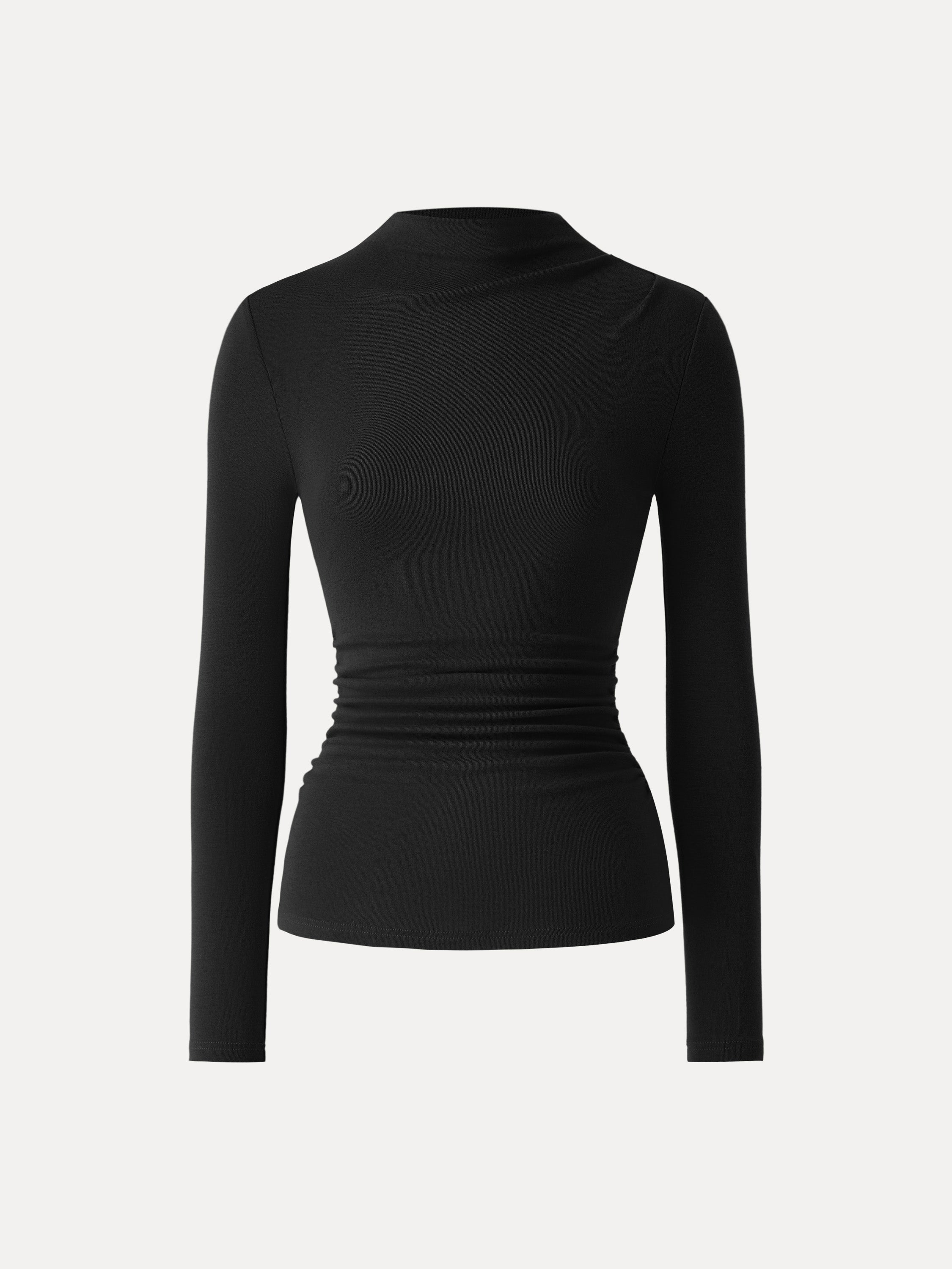 Mockeneck Ruched Long Sleeve Top