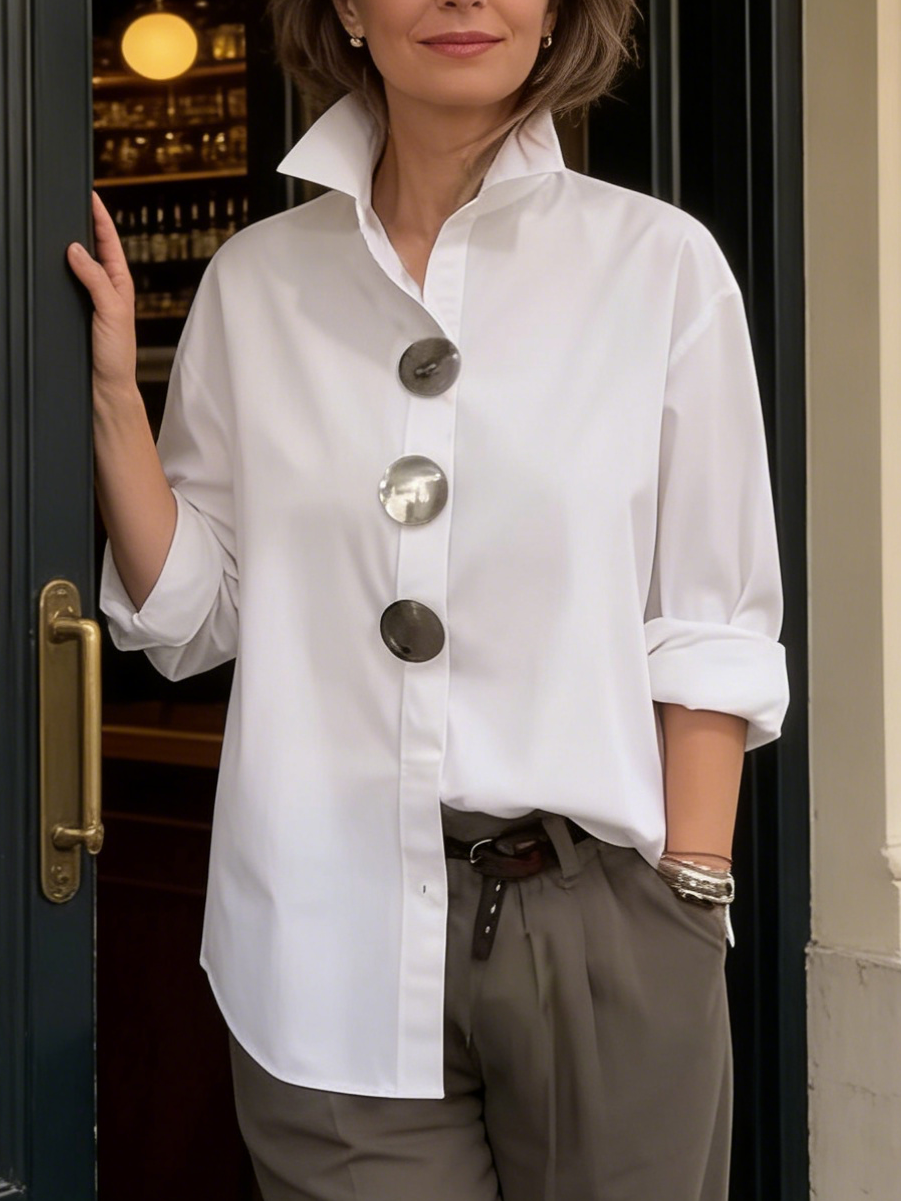 Glenda | Stand Collar Button Blouse