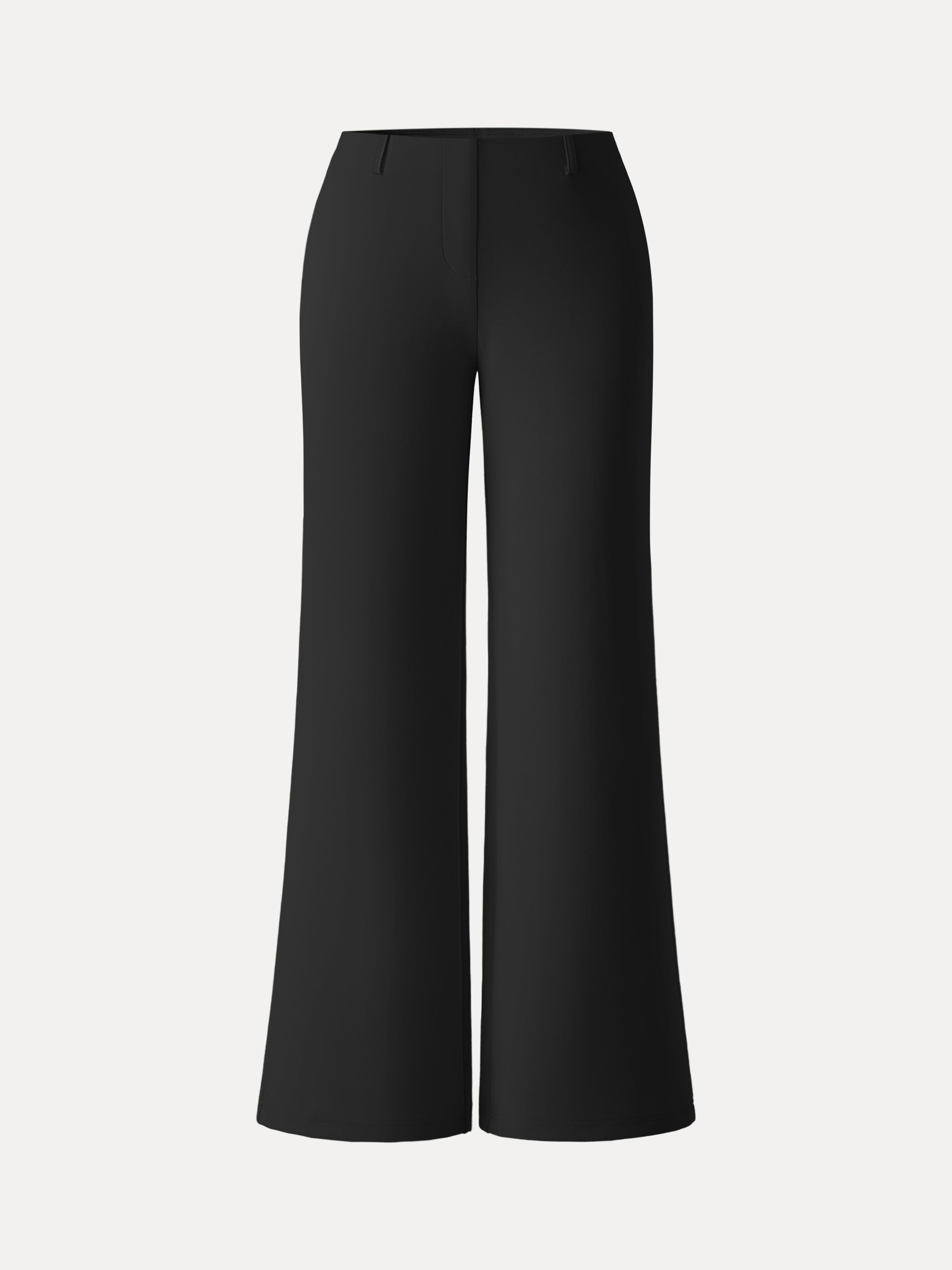Stretch Cotton Mid Rise Flared Wide Leg Pull-on Pants with Pockets