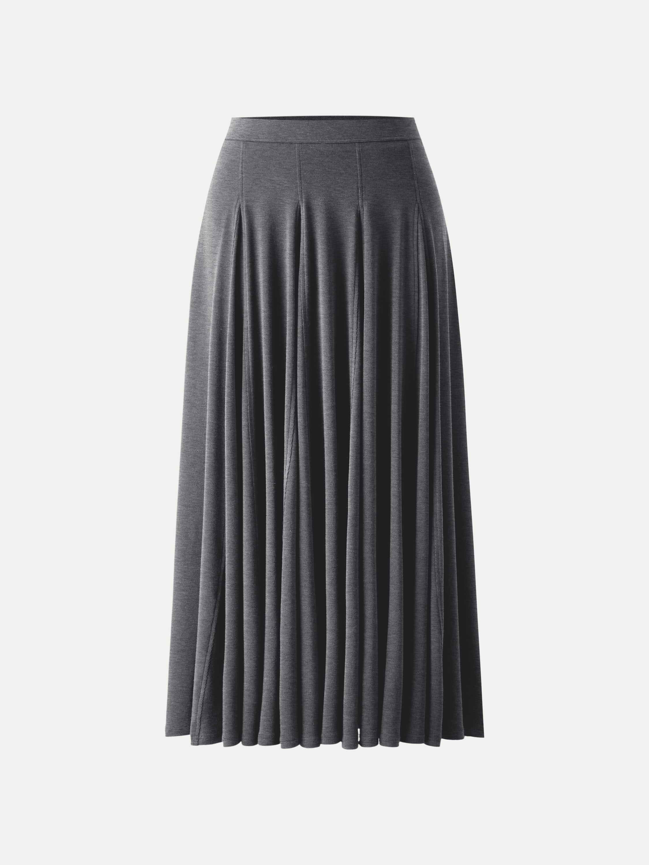 Lyocell Wool Godet Hem Pull-on Maxi Skirt