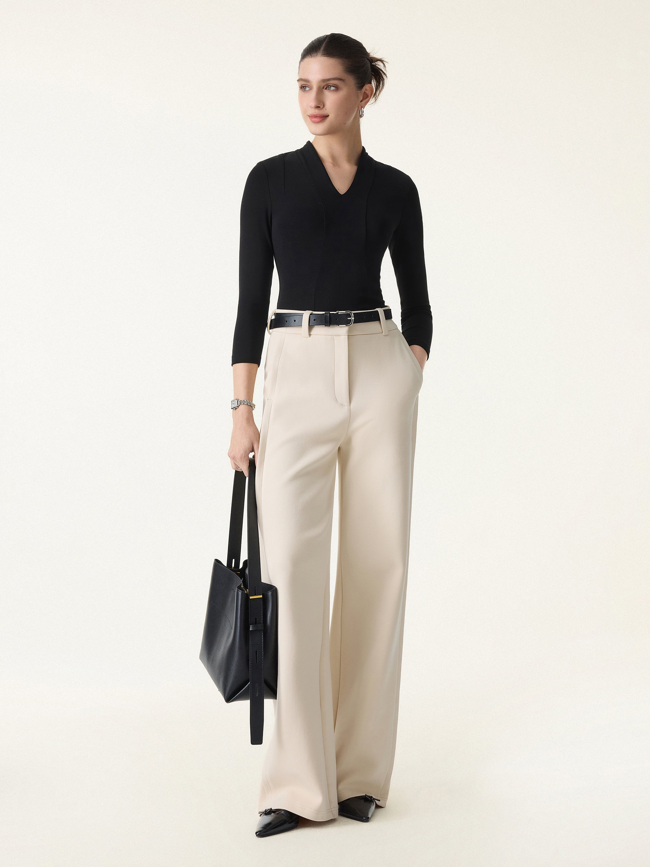 Cotton Lyocell V-Neck 3/4 Sleeve Brami