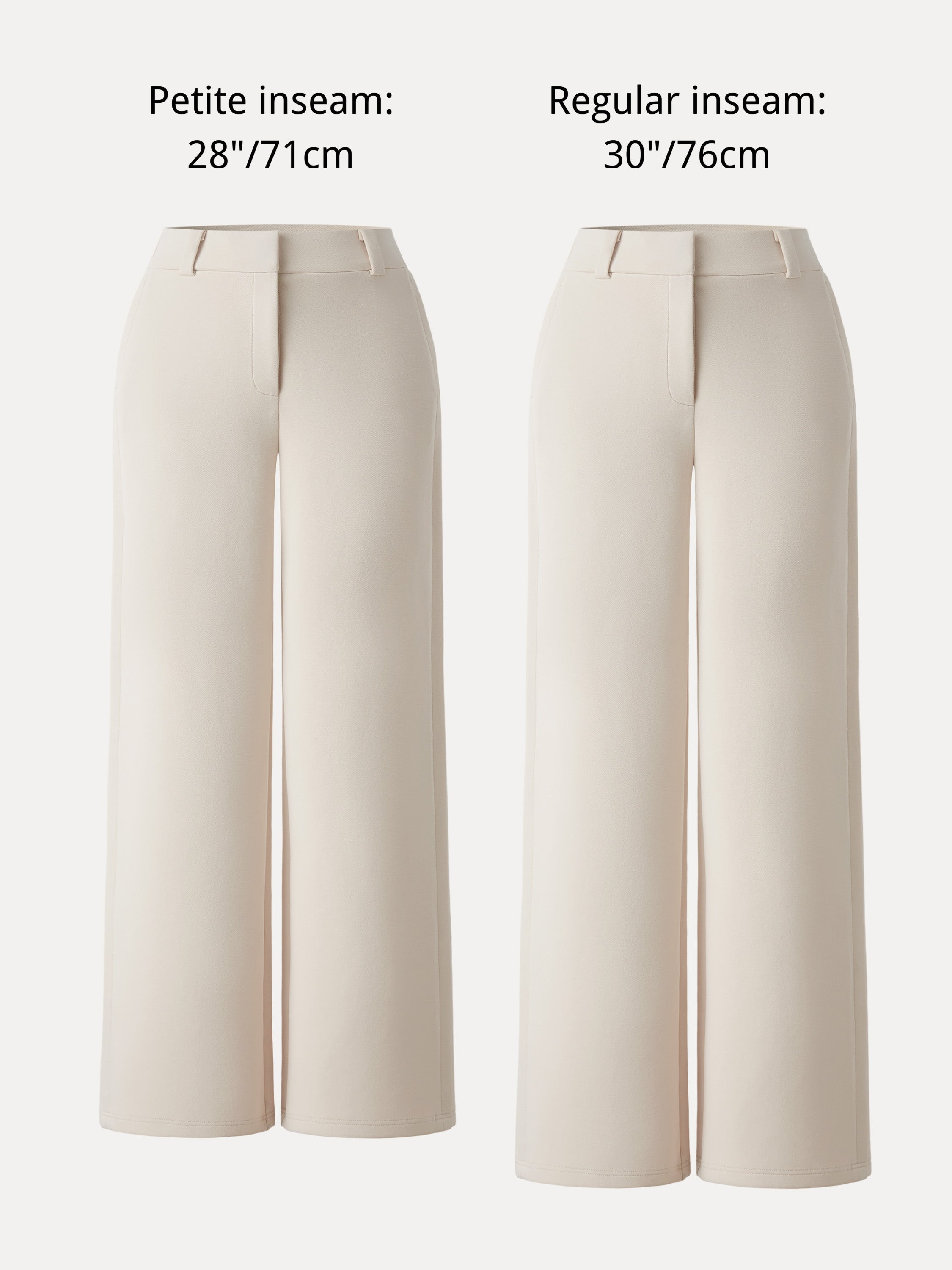 Stretchy Mid Rise Fly-Front Wide Leg Trousers