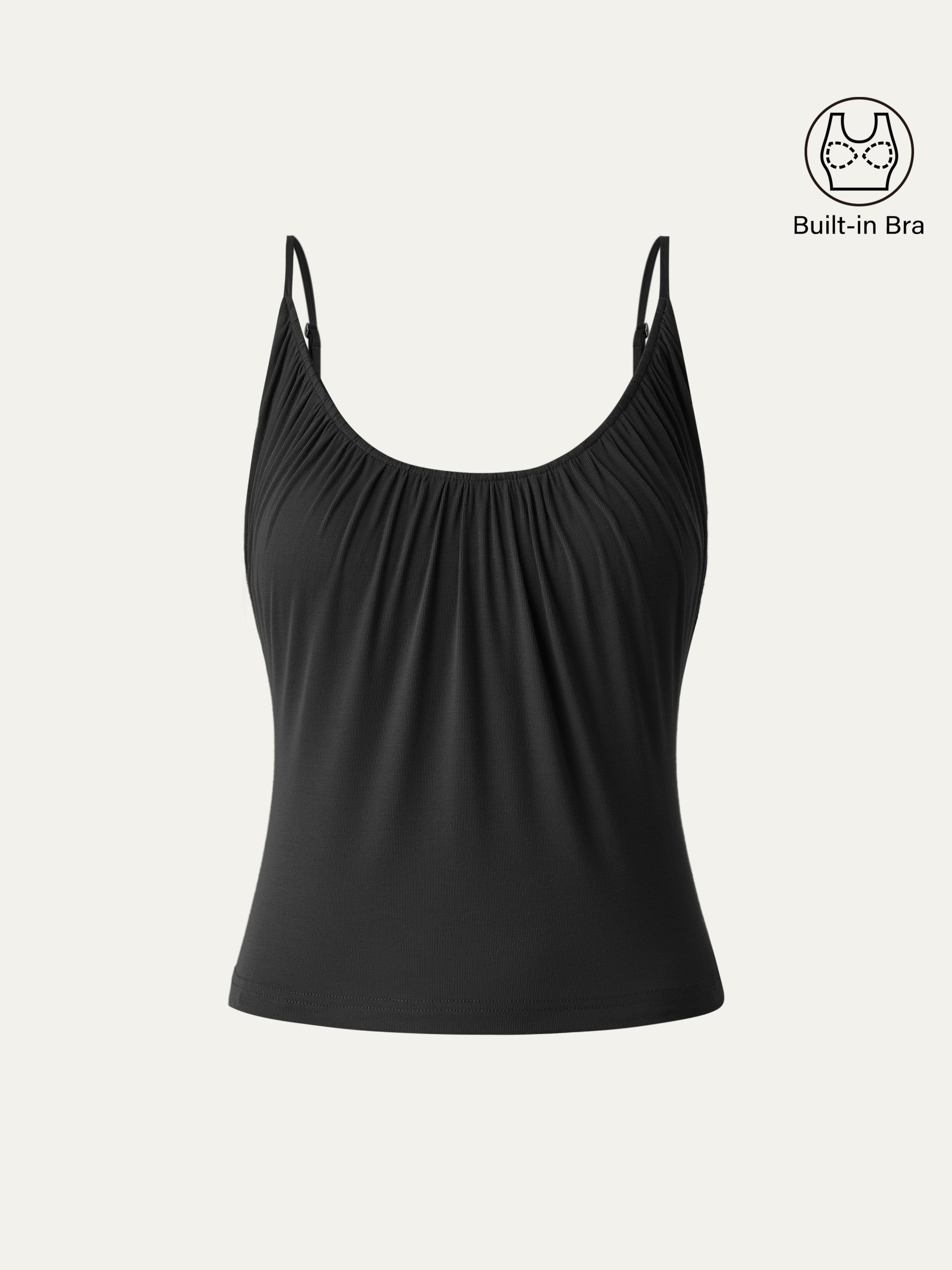 Scoop Neck Gathered Spaghetti Brami Top