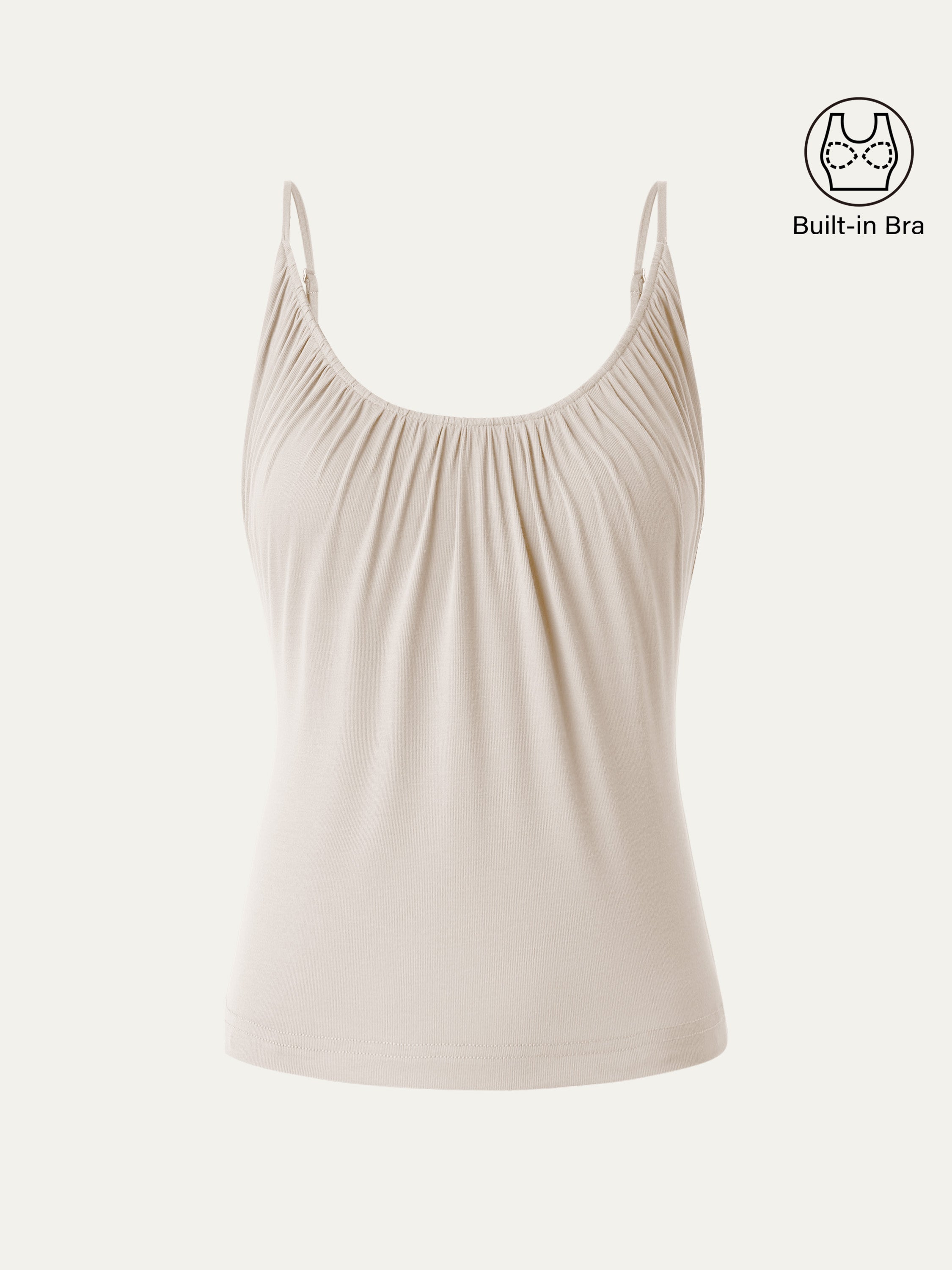 Scoop Neck Gathered Spaghetti Brami Top