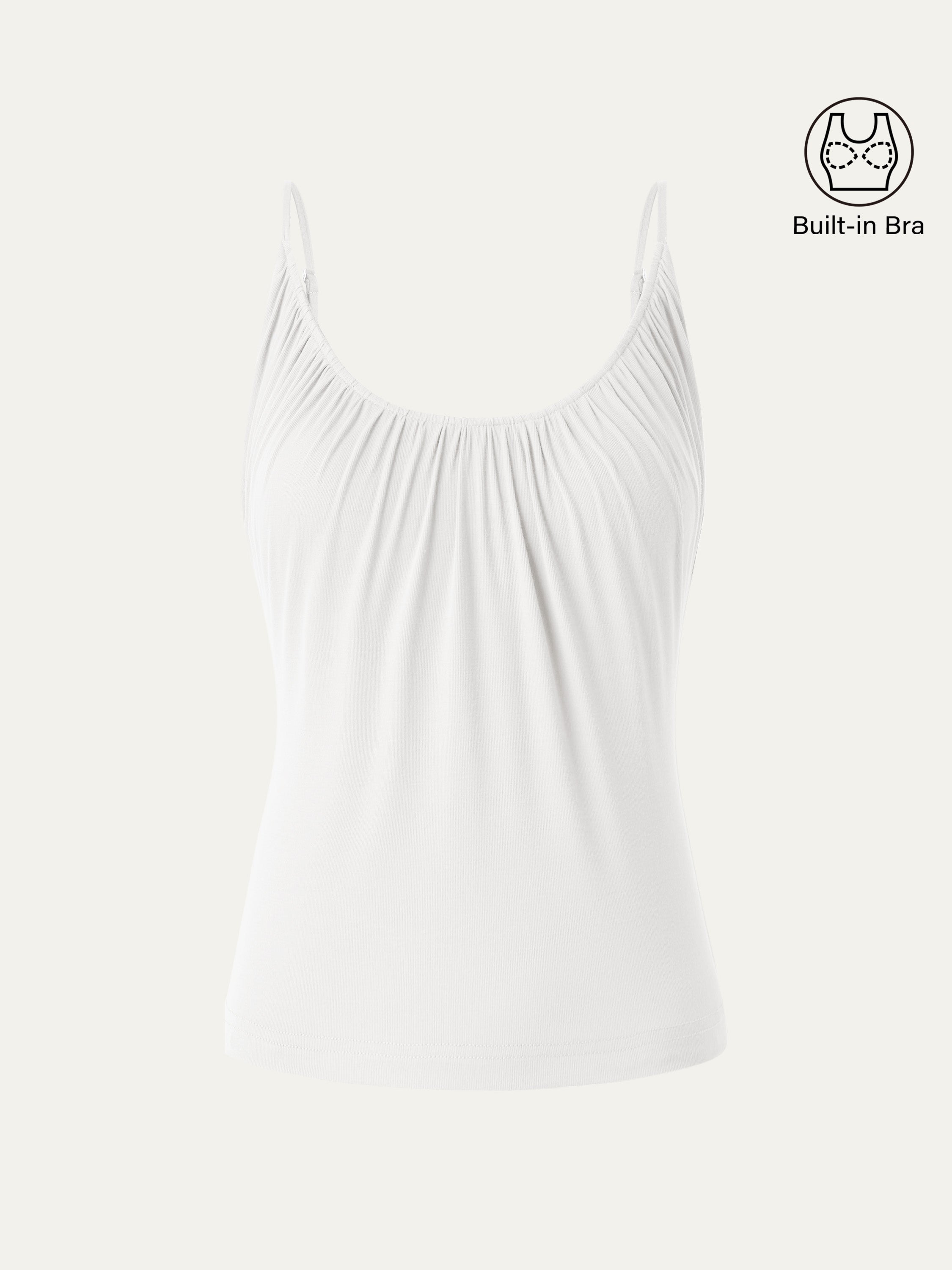 Scoop Neck Gathered Spaghetti Brami Top