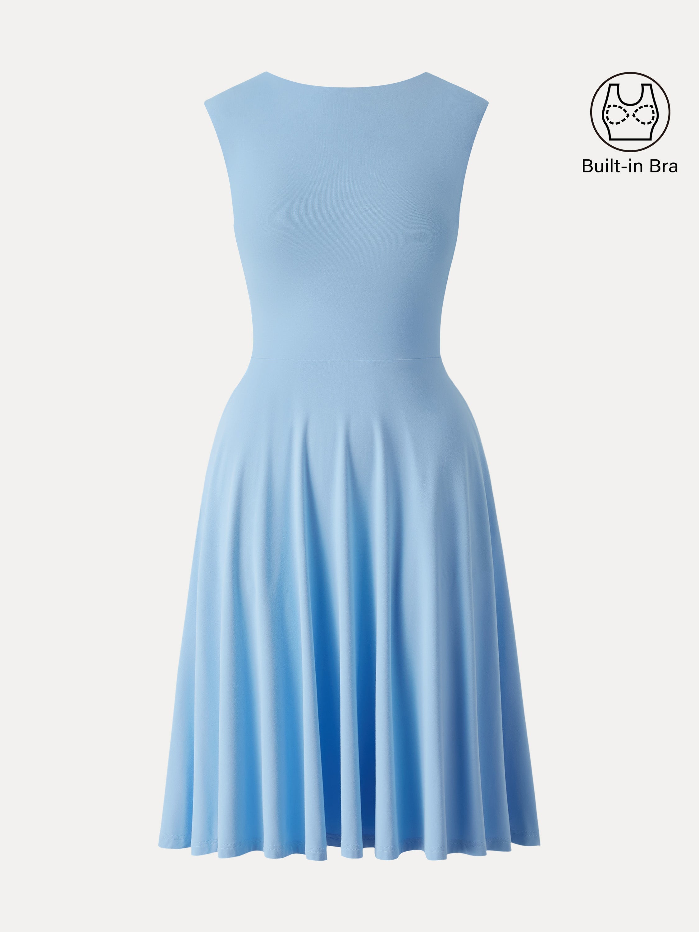 SkinKiss Boatneck Wide Shoulder Brami Dress with Pockets