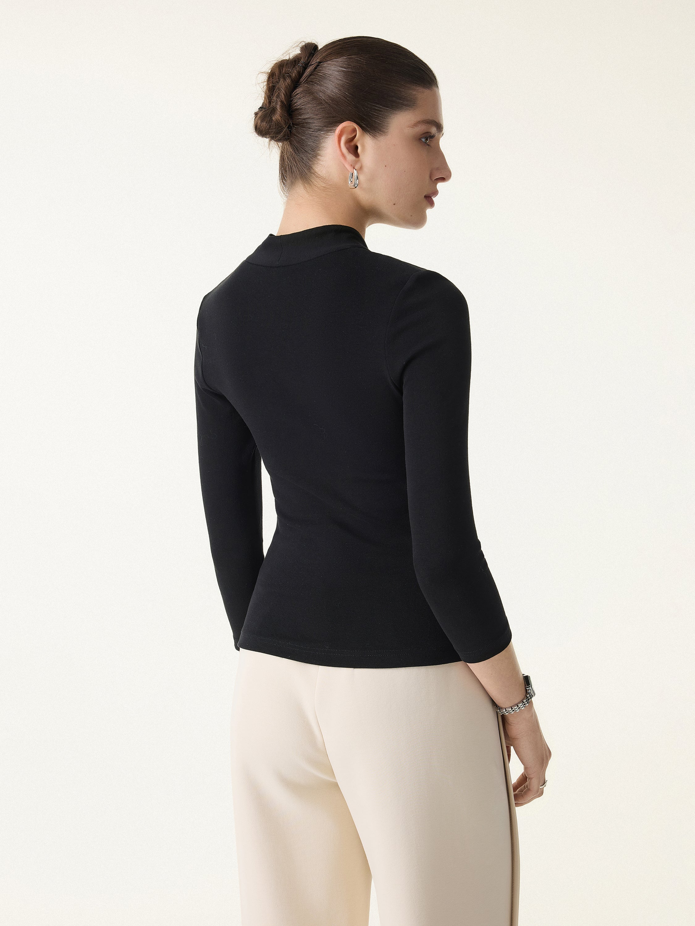 Cotton Lyocell V-Neck 3/4 Sleeve Brami