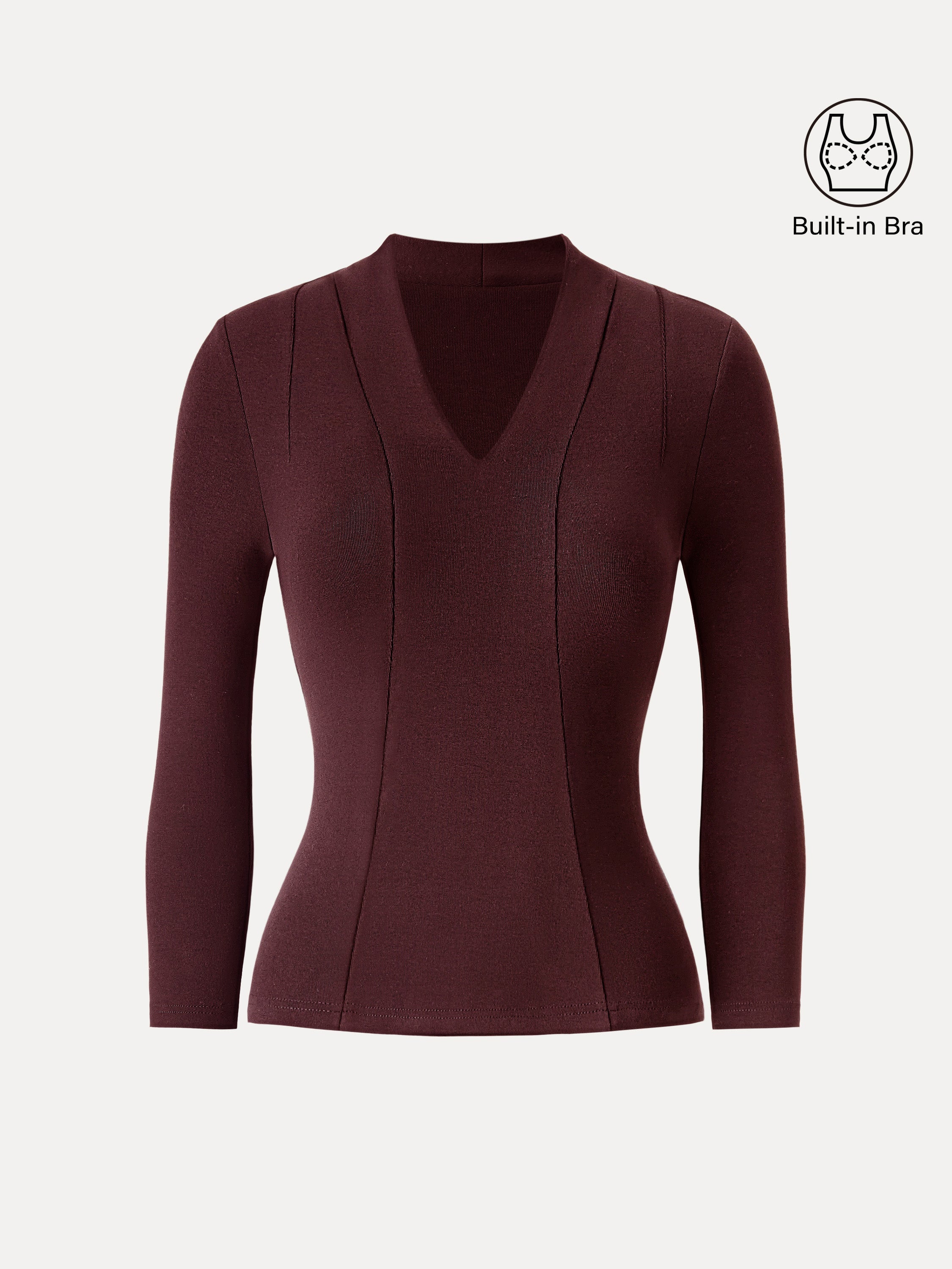 Cotton Lyocell V-Neck 3/4 Sleeve Brami