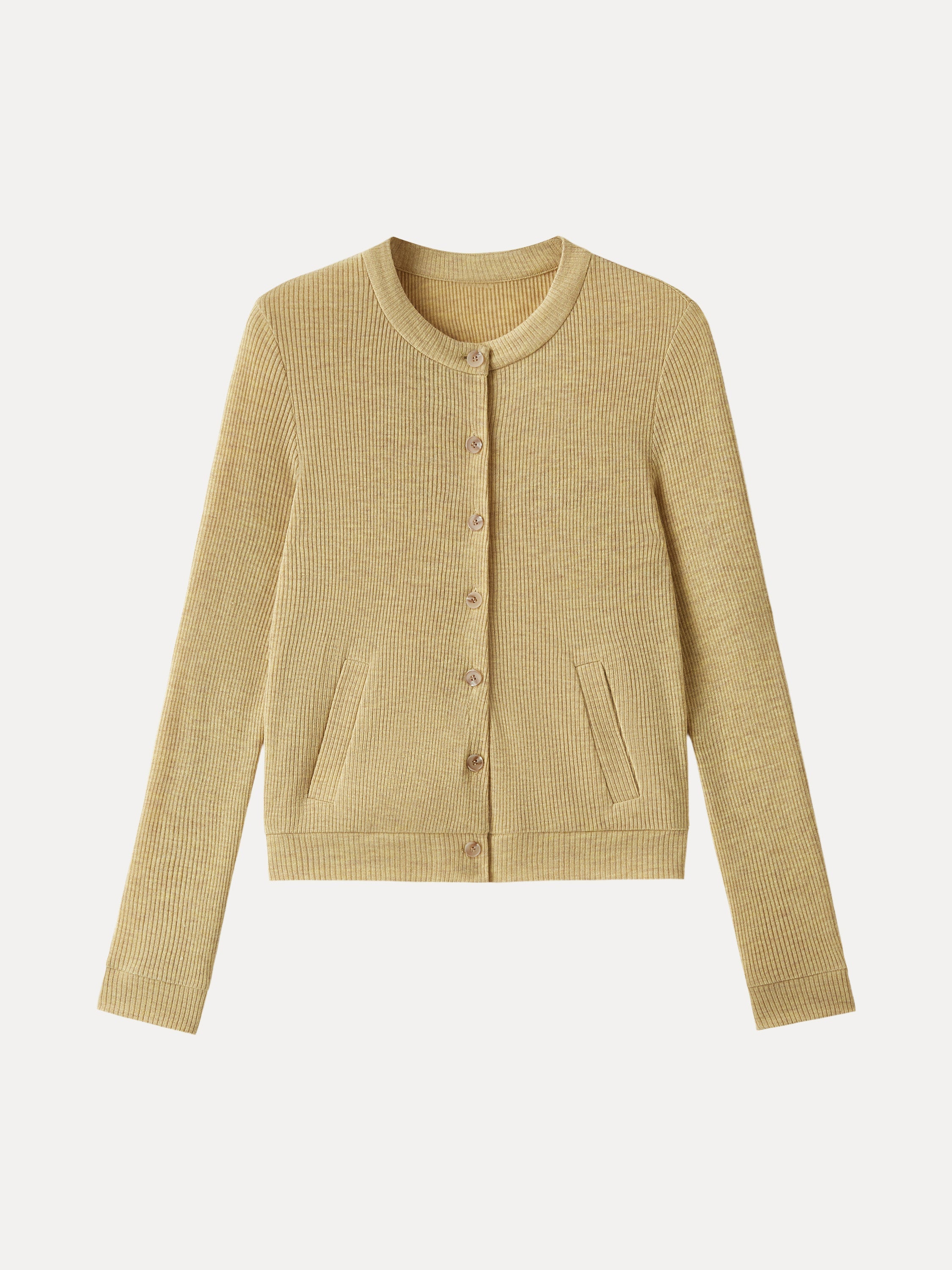 Relaxed Fit Round Neck Button Front Cardigan