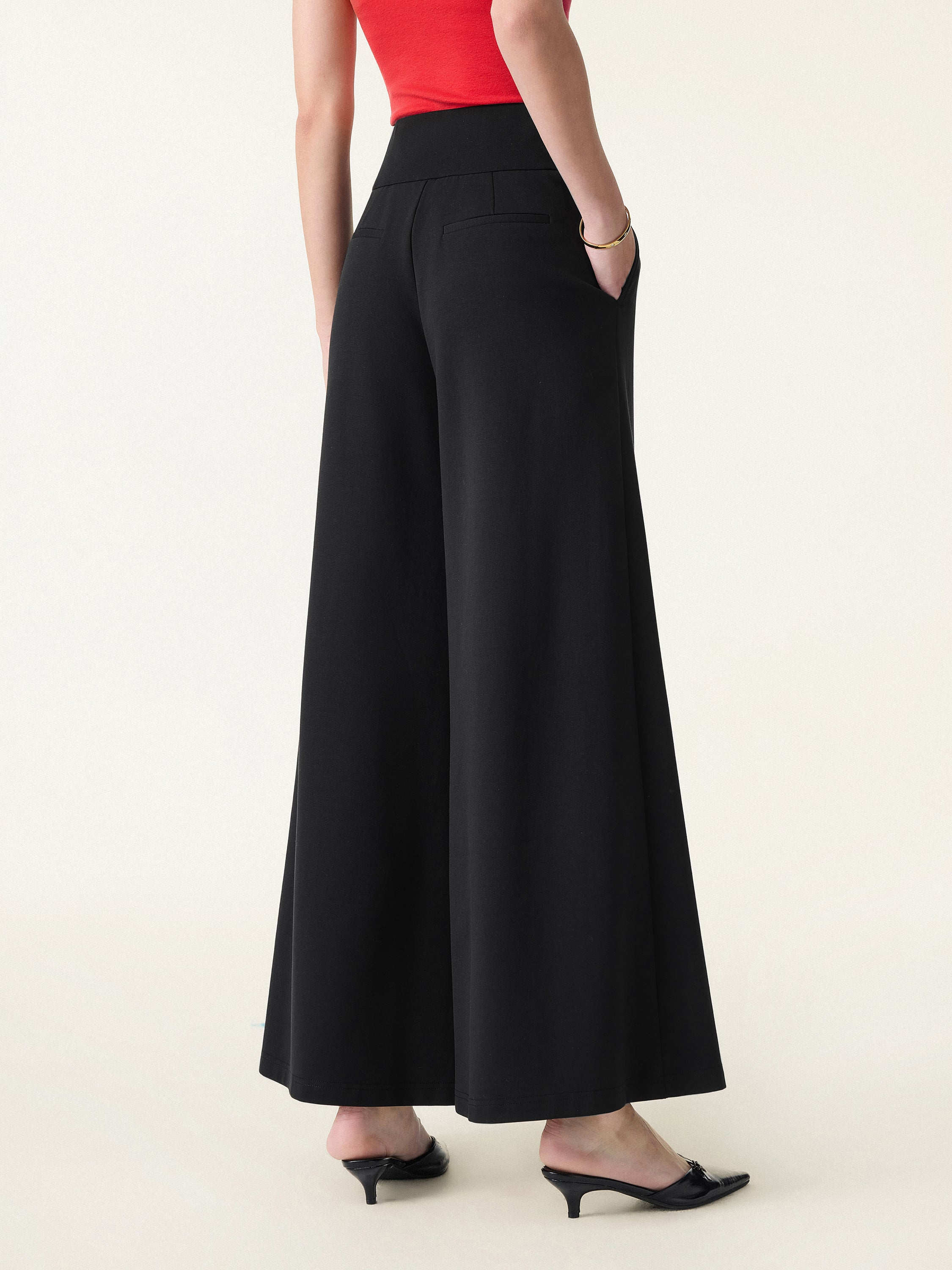 Cotton Blend High Rise Culottes with Pockets