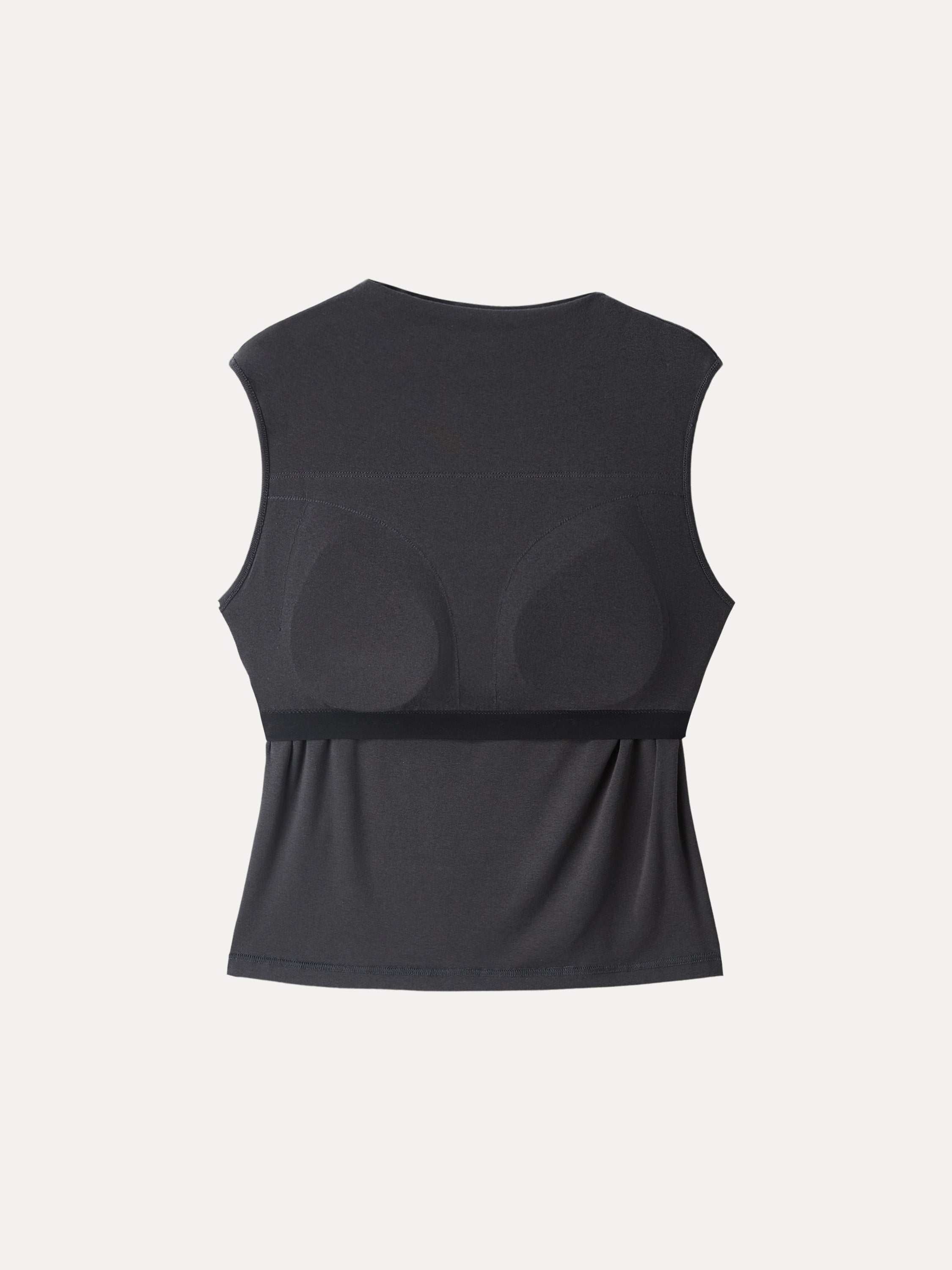 Cotton Lyocell Mockneck Tucked Sleeveless Brami