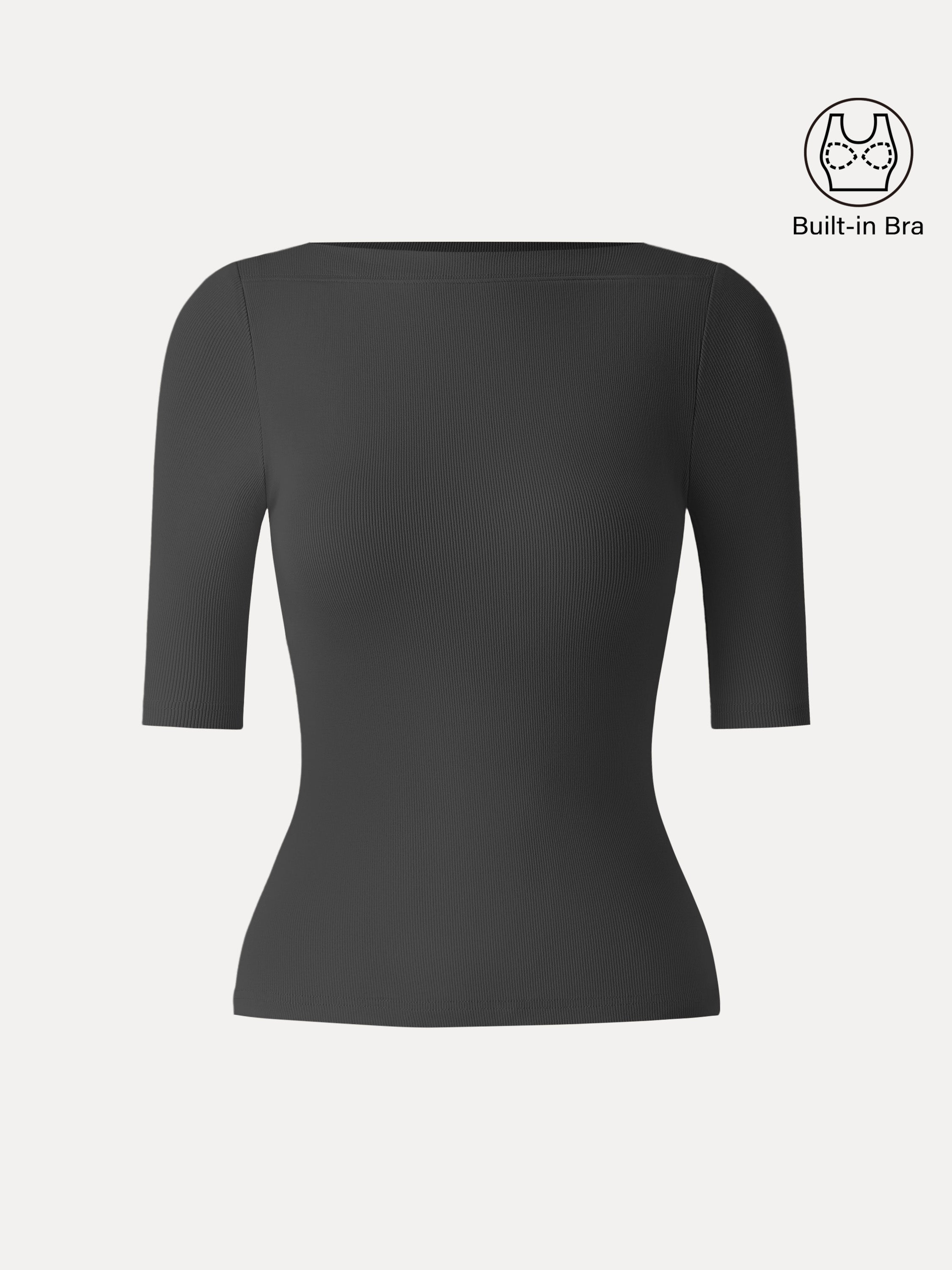 Cotton Viscose Slash Neck 3/4 Sleeves Brami