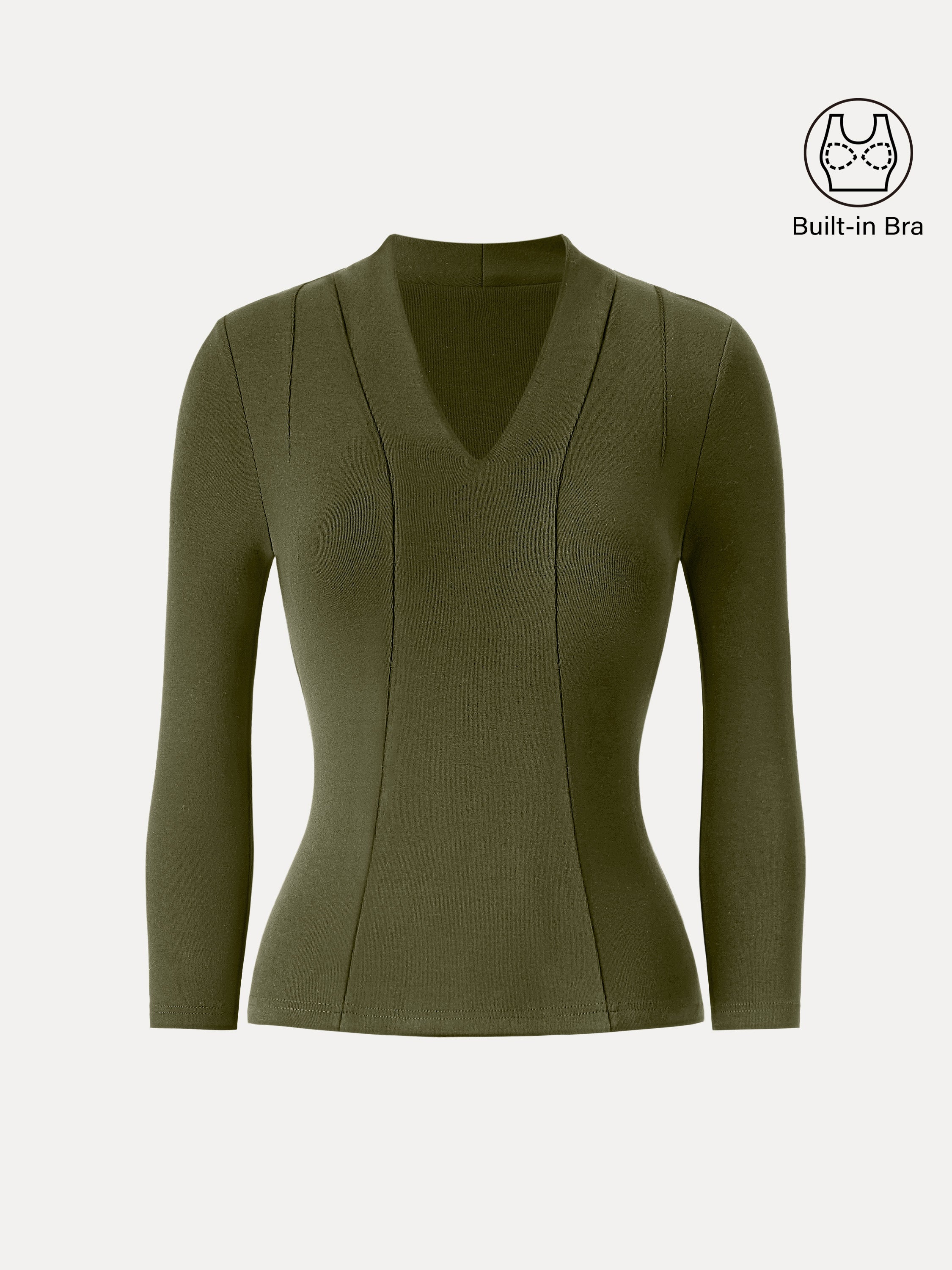Cotton Lyocell V-Neck 3/4 Sleeve Brami