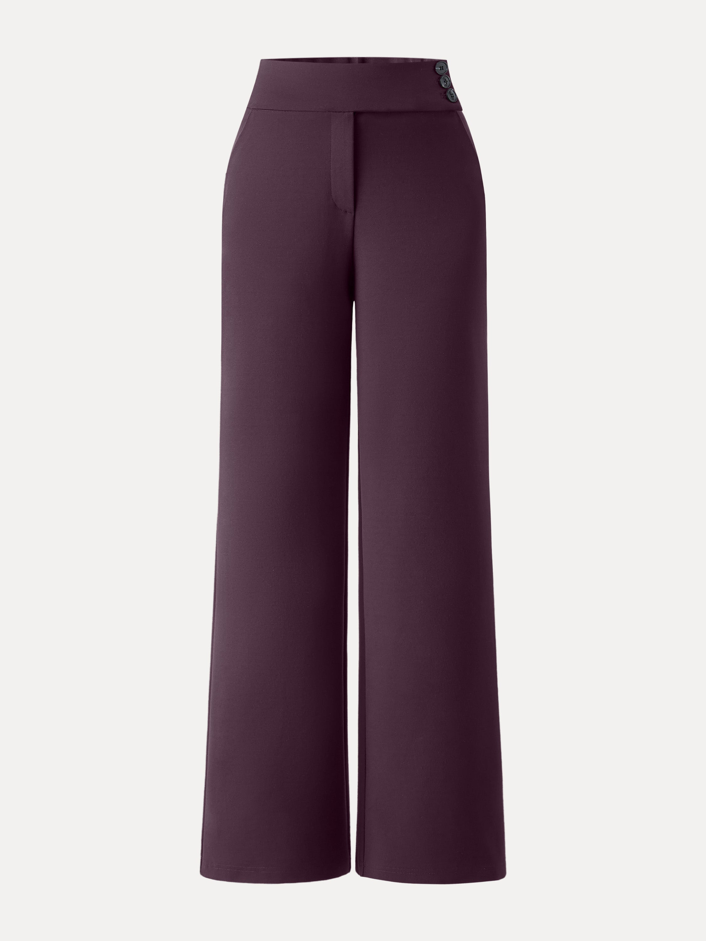 Stretchy High Rise Wide Leg Pants with Pockets