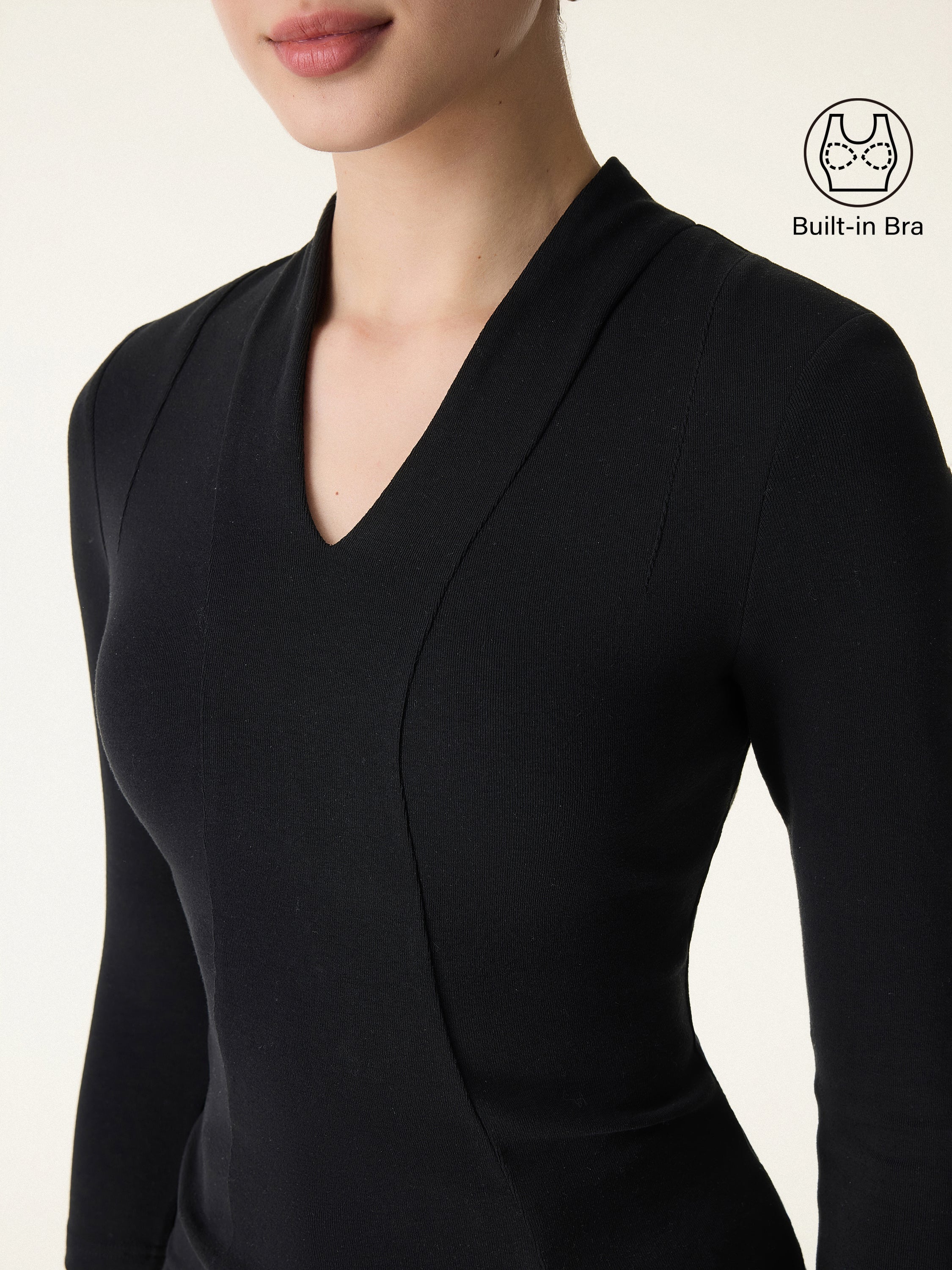 Cotton Lyocell V-Neck 3/4 Sleeve Brami