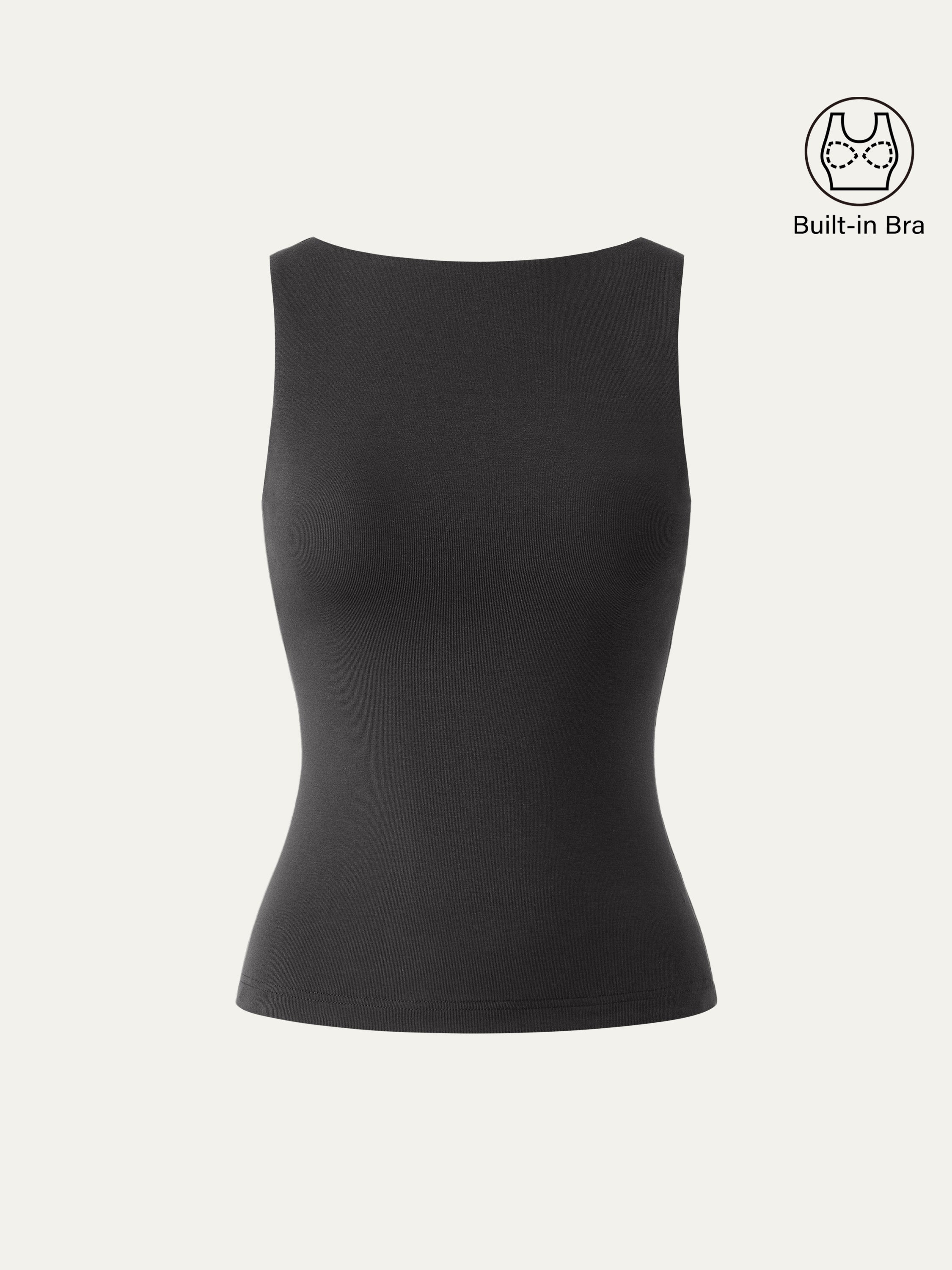 Stretch Cotton Boatneck Brami Tank