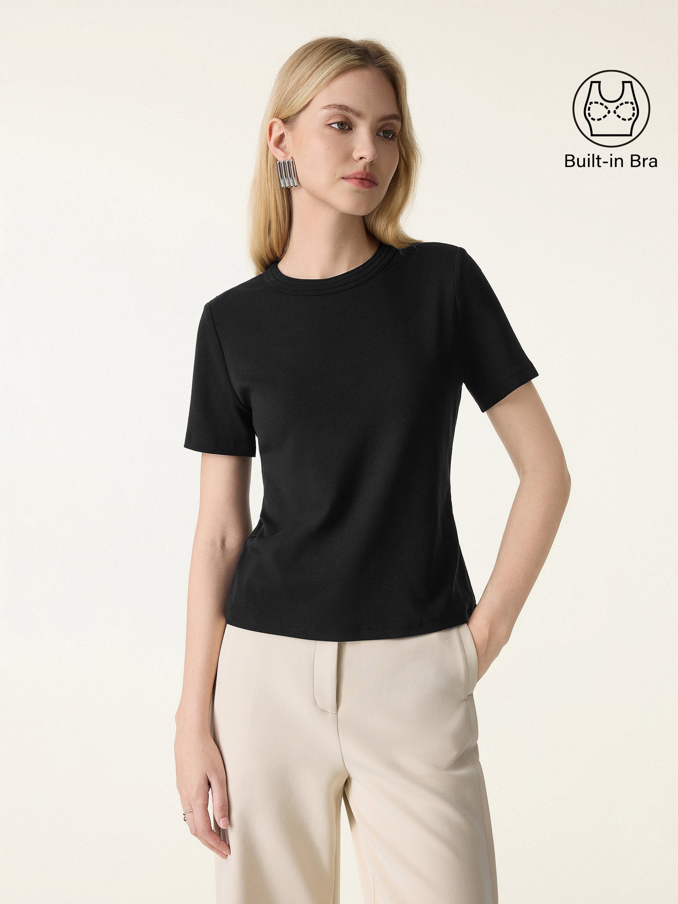 Cotton Lyocell Crew Neck Short Sleeve Brami