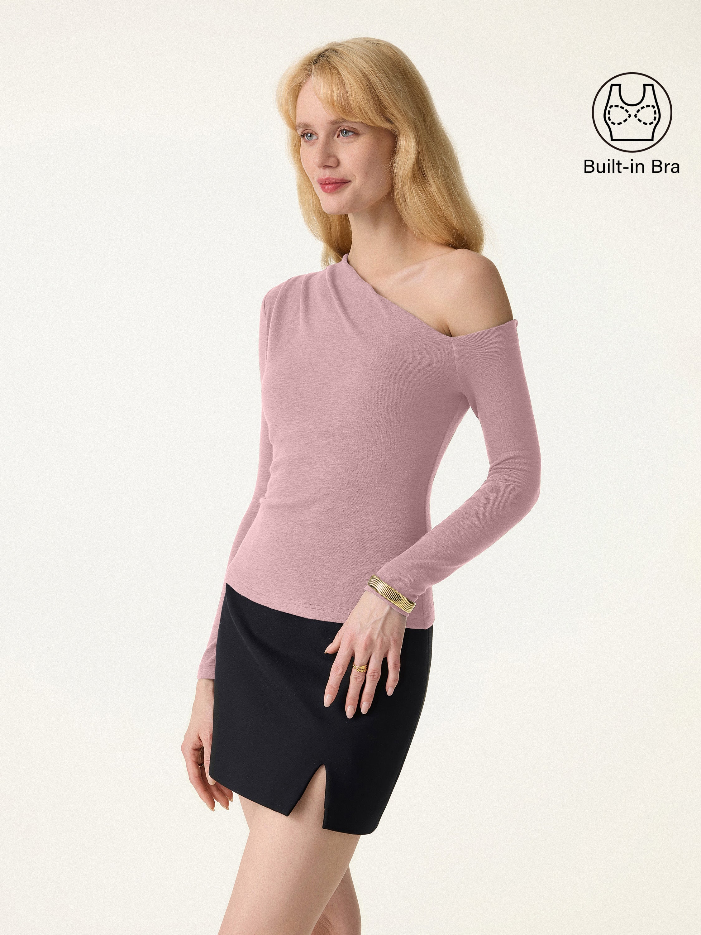 Asymmetrical Neck Tucked Shoulder Brami Top