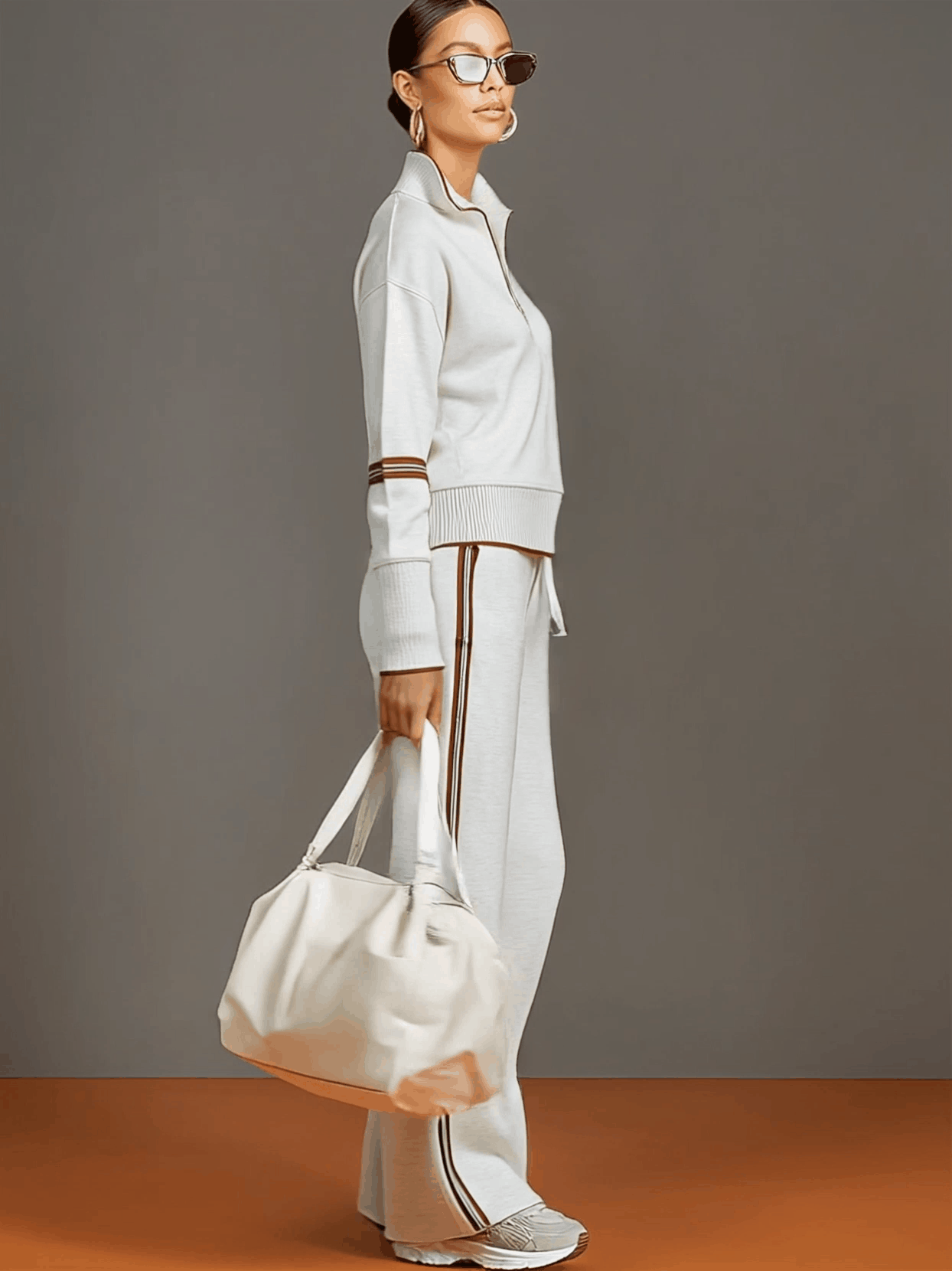 Katie – 2 Piece Track Suit with wide leg bottoms.