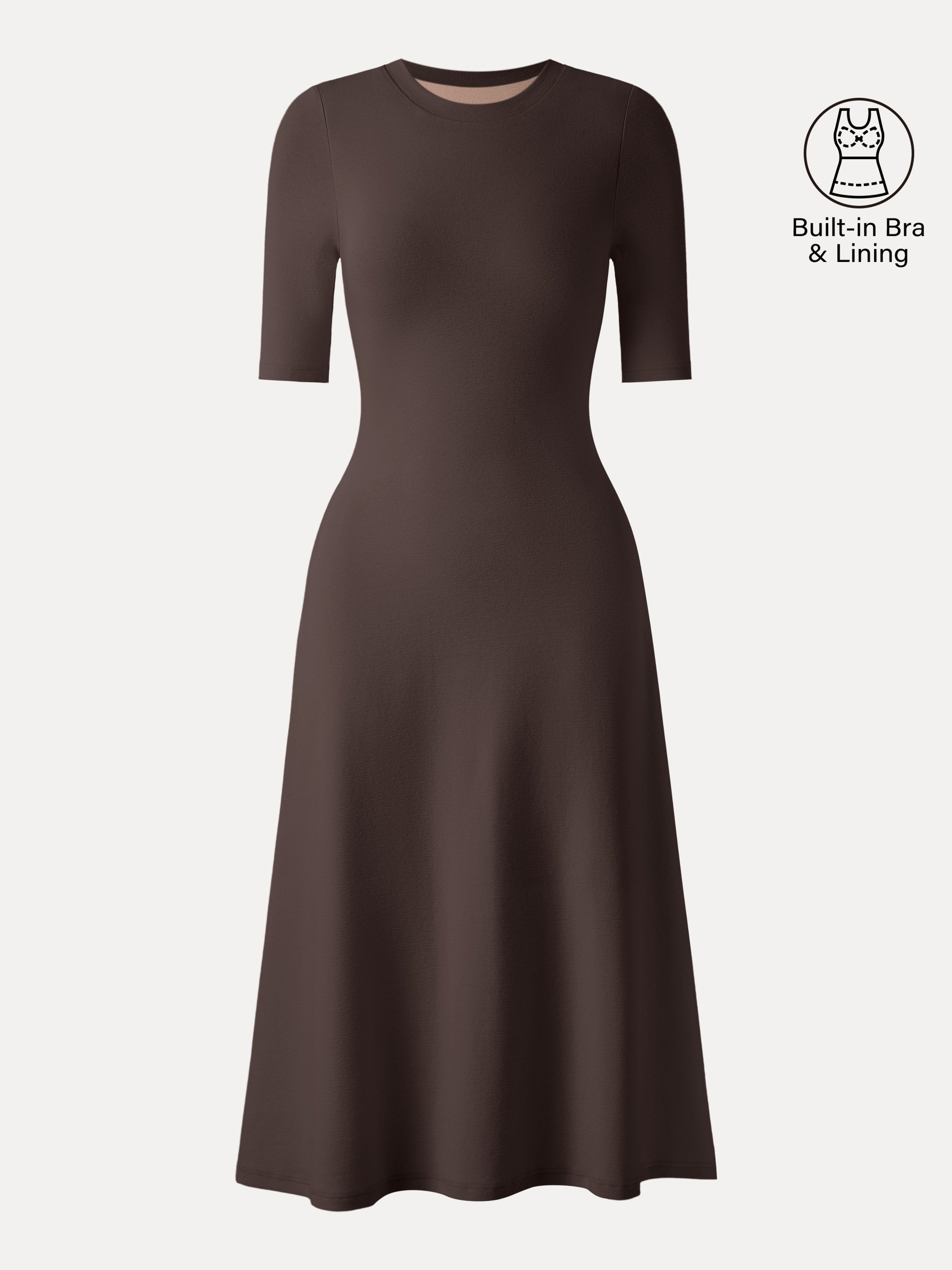 Cotton Lyocell Crewneck Midi Brami Dress with Pockets