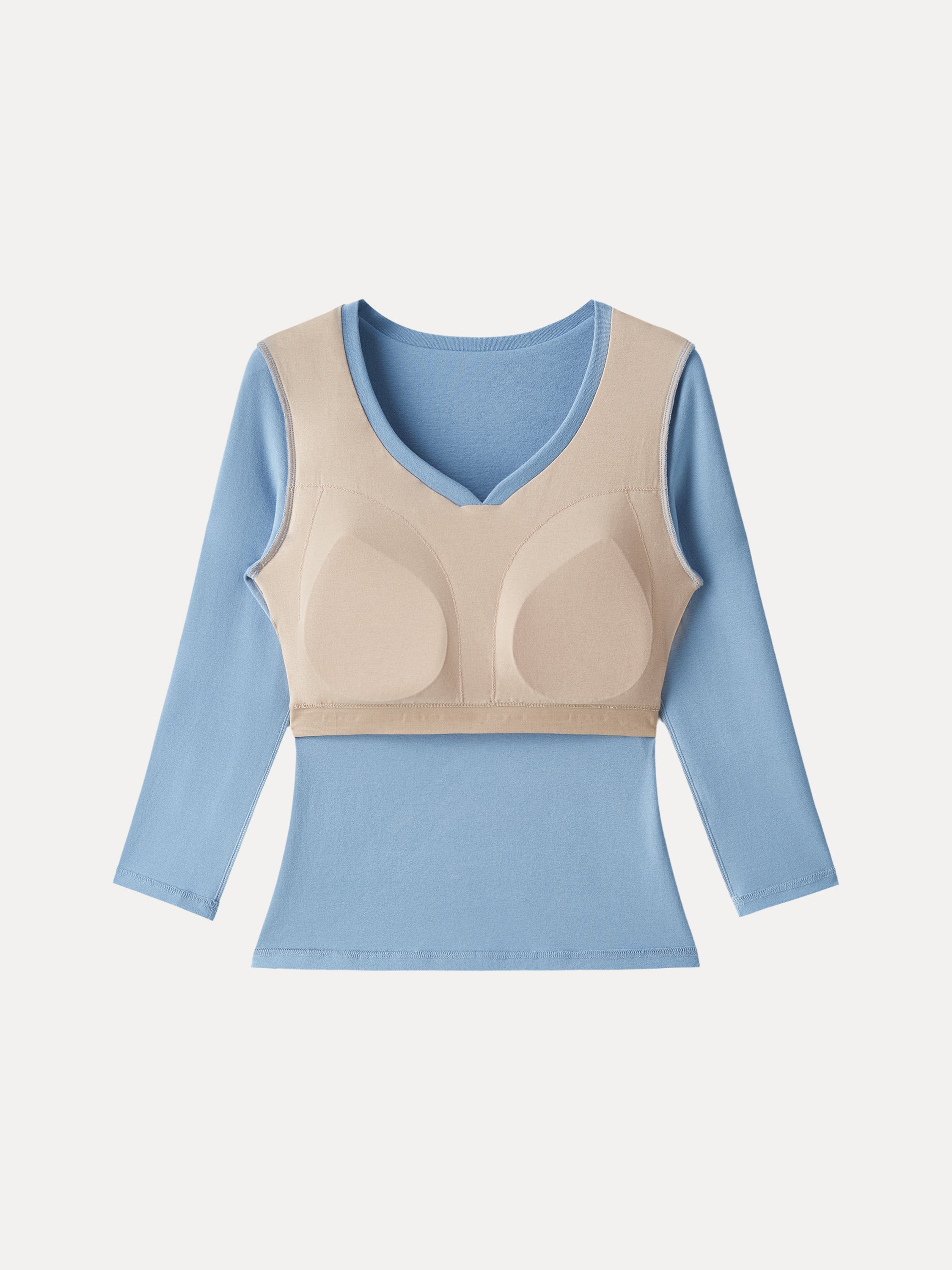 Cotton Lyocell Heart-Shaped 3/4 Sleeve Brami