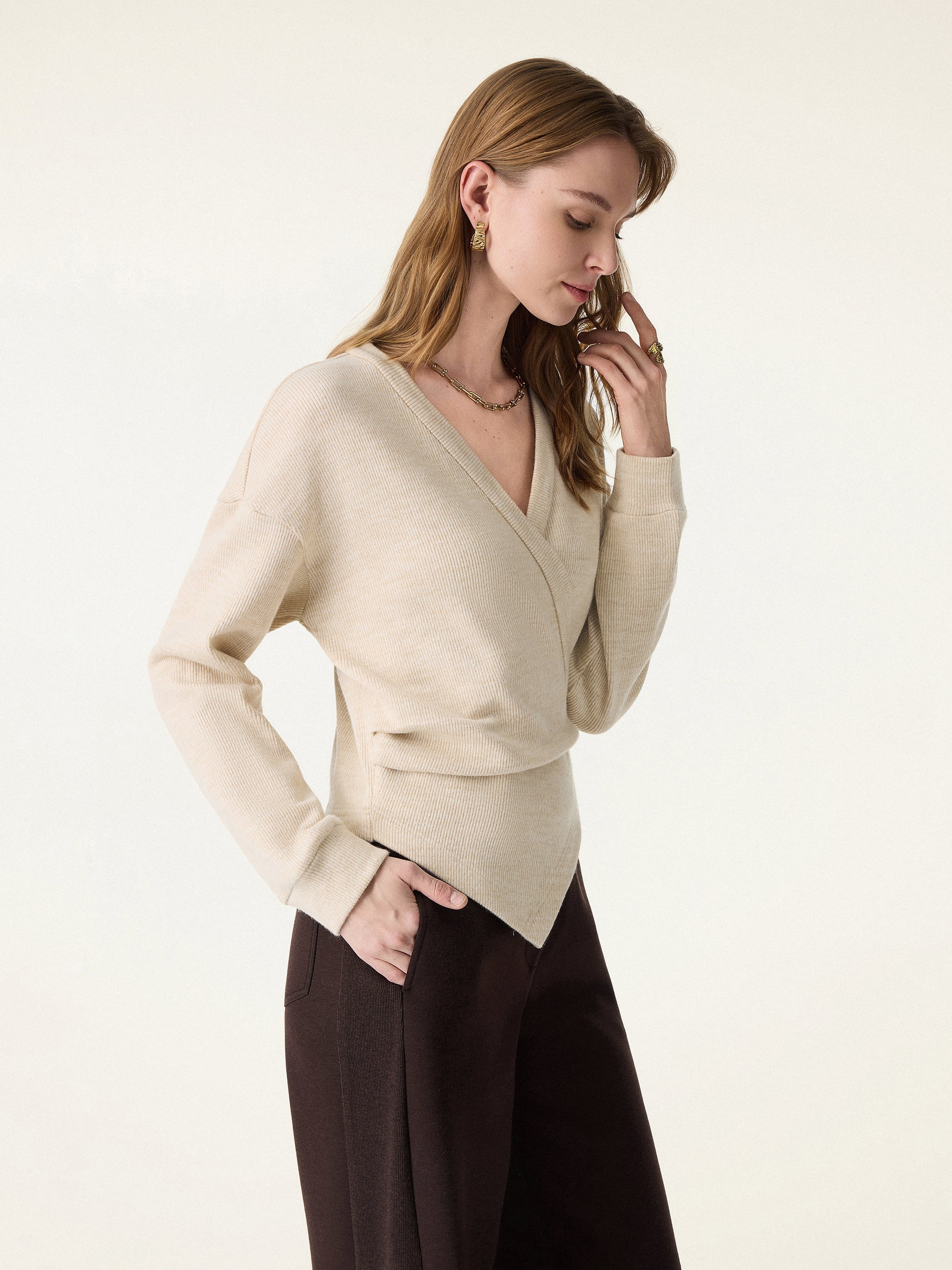 Cozy Knit Buttoned Wrap Cardigan