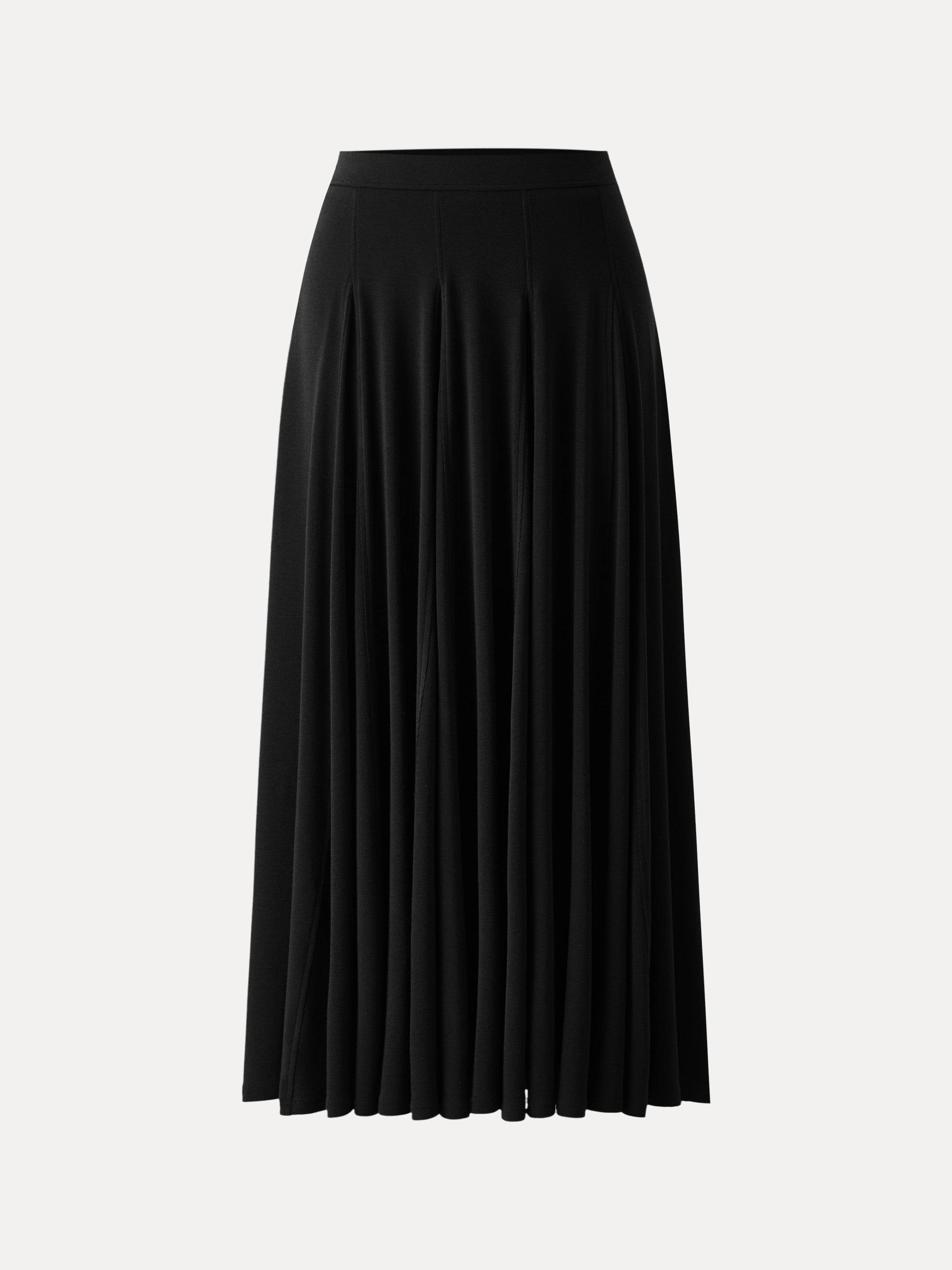 Lyocell Wool Godet Hem Pull-on Maxi Skirt
