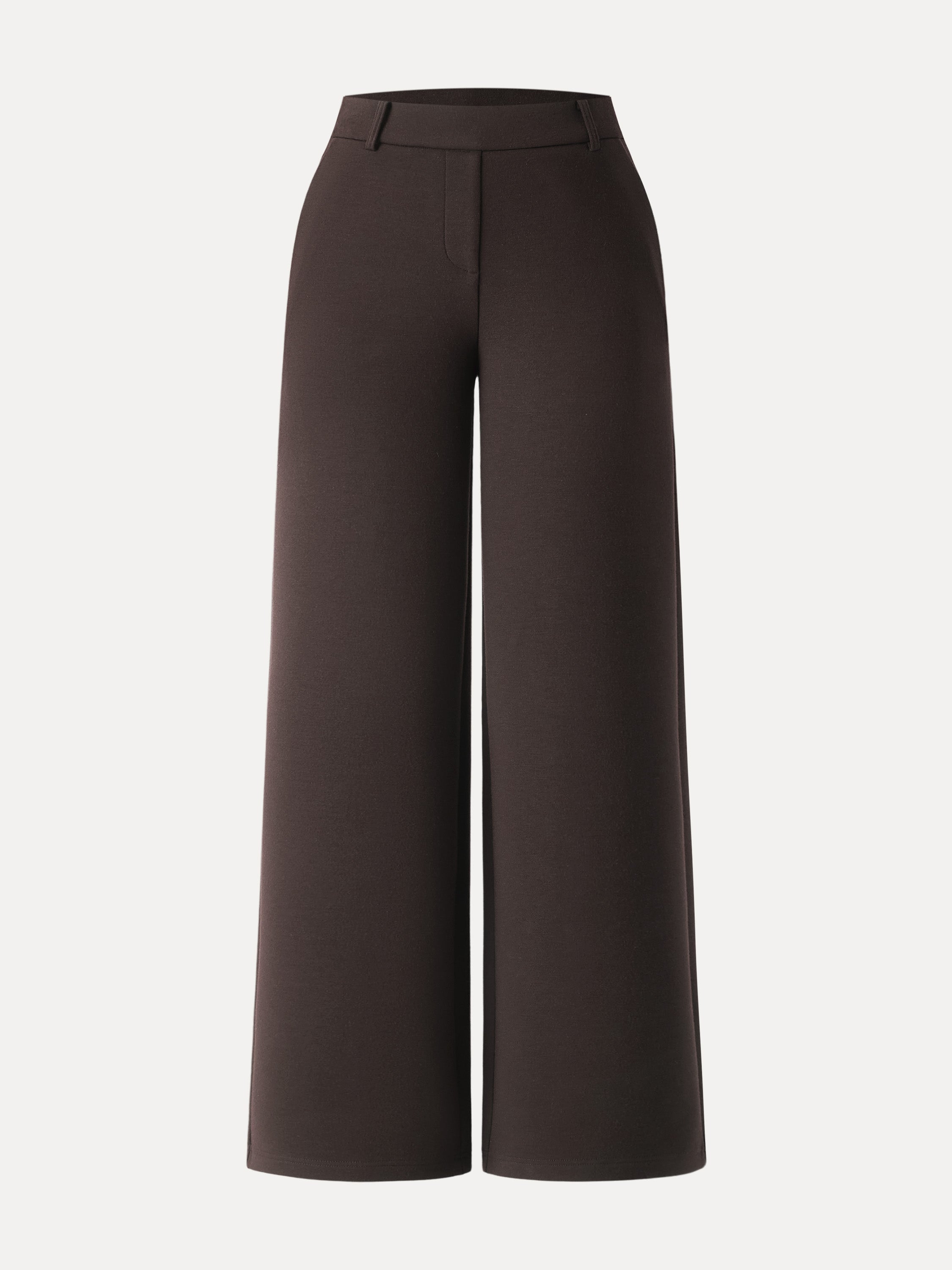Stretchy Mid Rise Straight Leg Pull-on Pants with Pockets