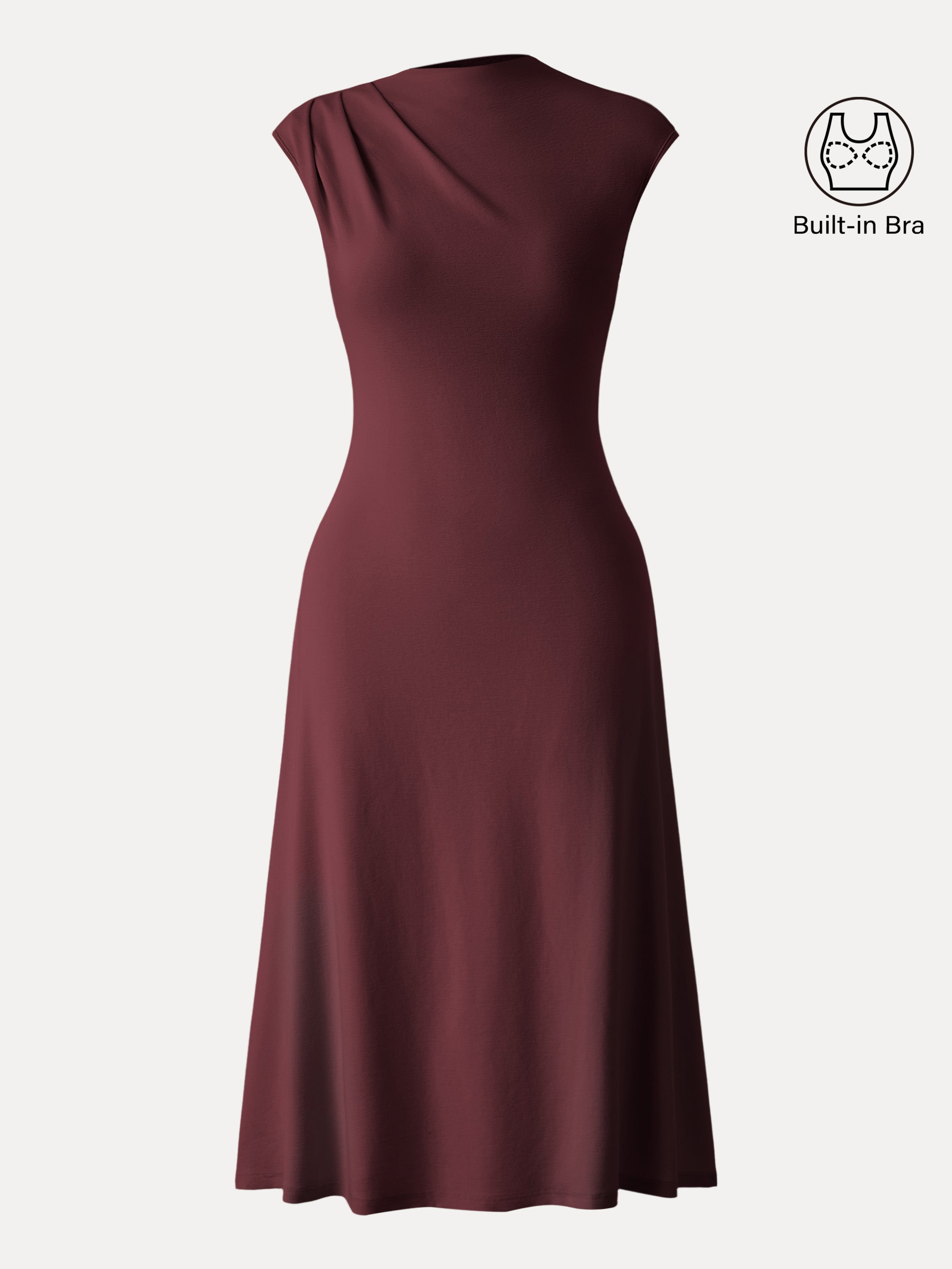 Stretch Cotton Refined Mockneck Flared Midi Brami Dress