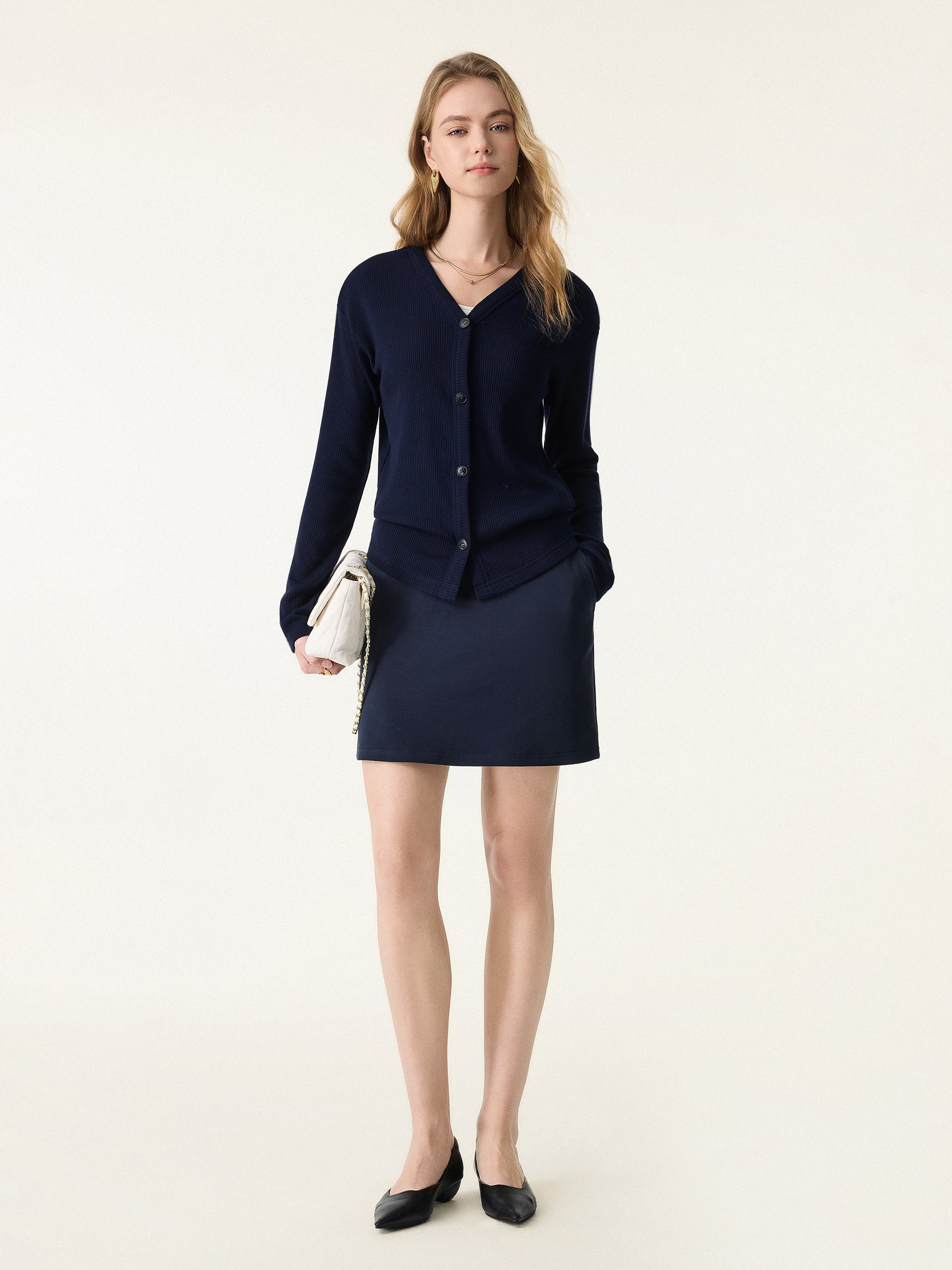 Cozy Rib V-Neck Button-Fronted Cardigan