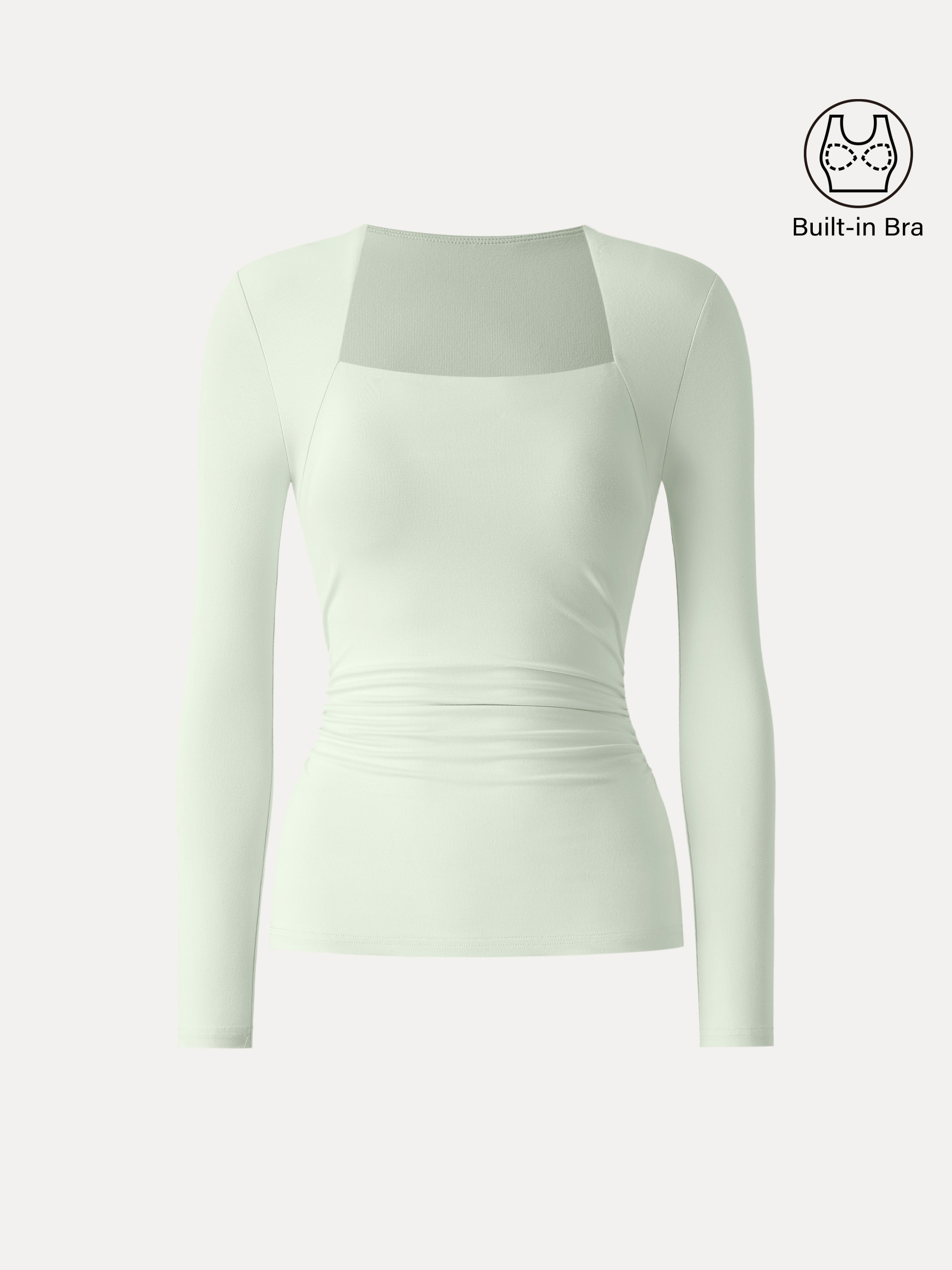 SkinKiss Trapeze Neck Ruched Long Sleeve Brami