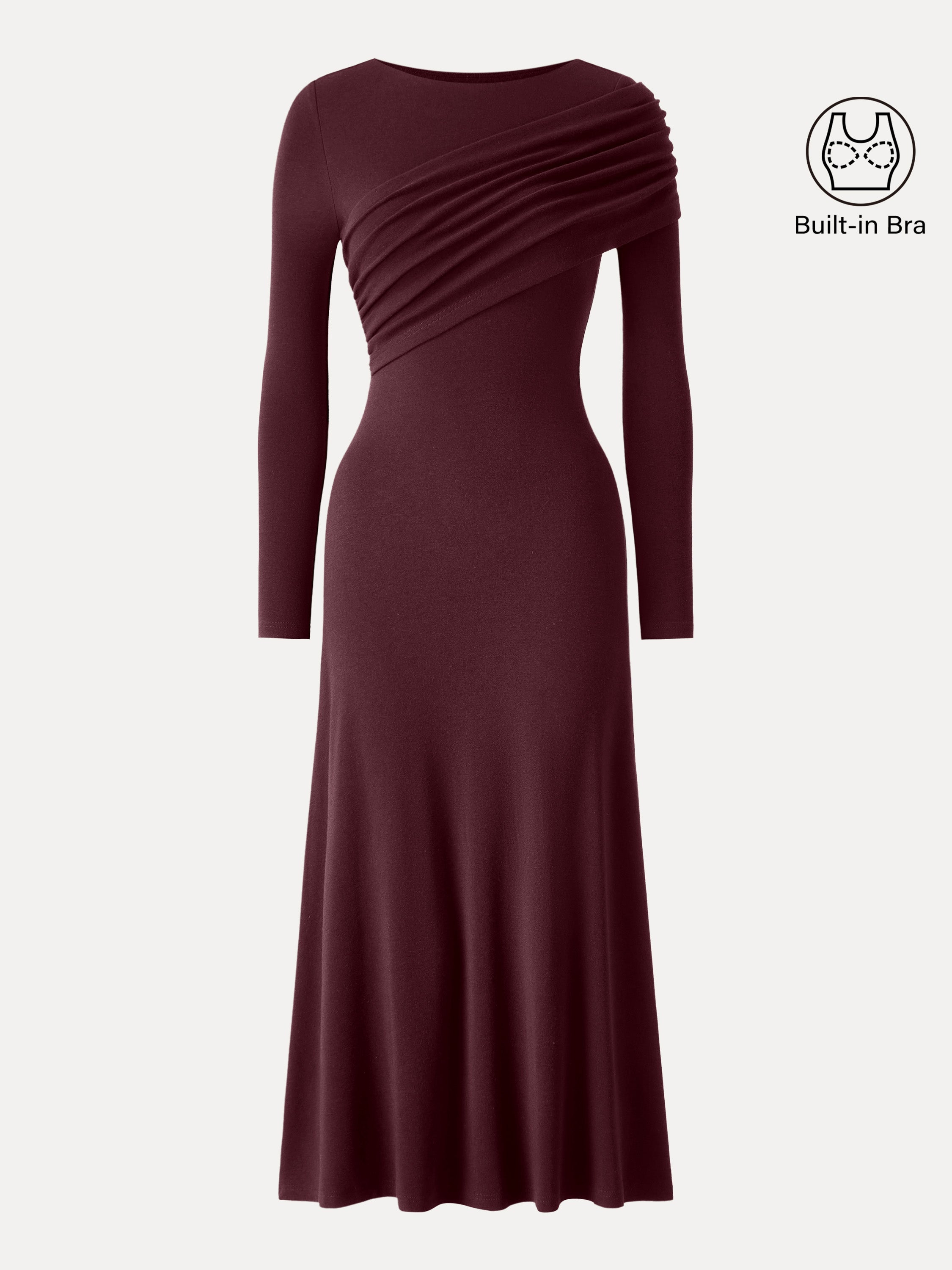 Chic Boatneck Ruched Midi Brami Dress