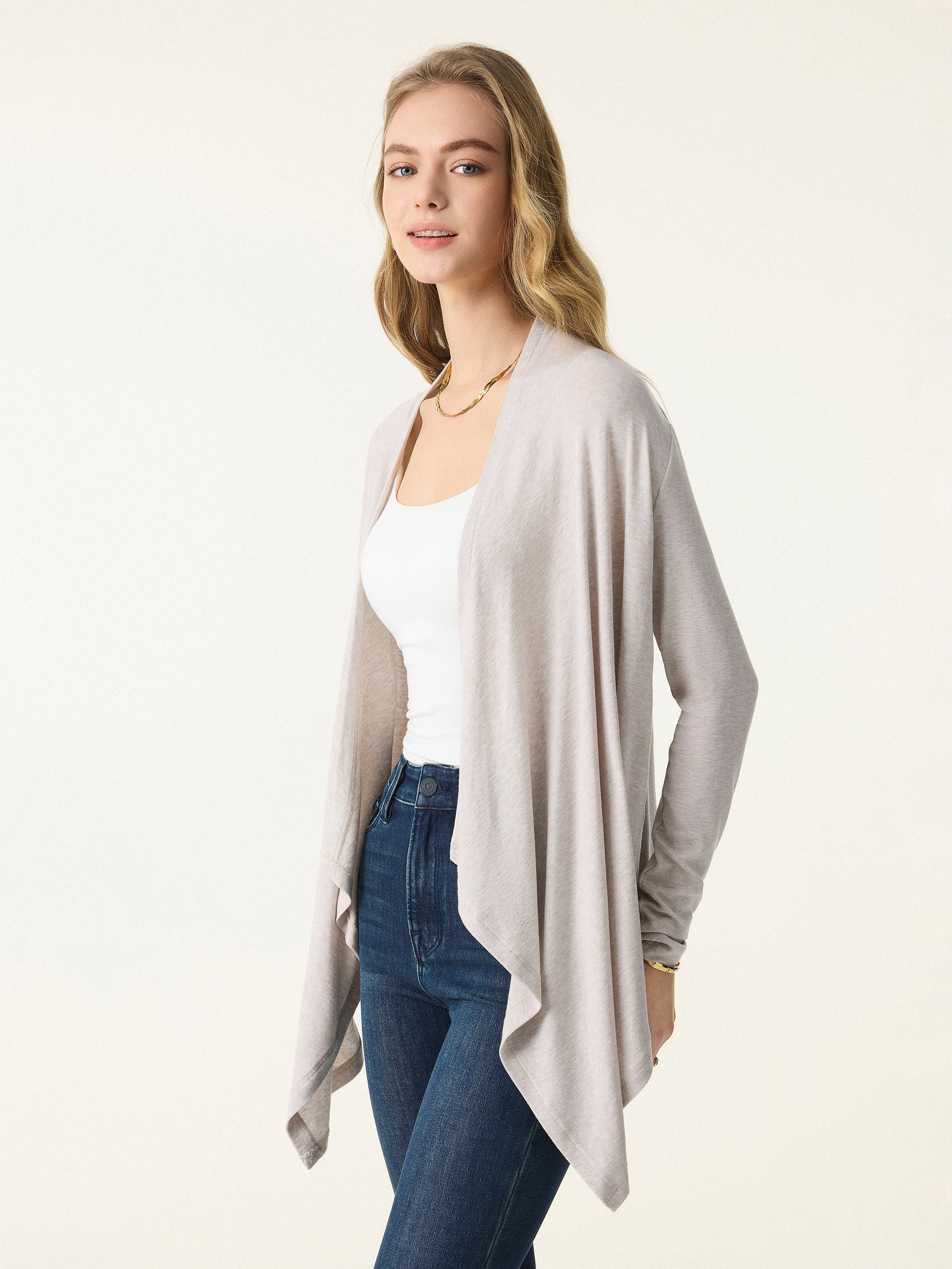 Soft Lyocell Wool Fluid Drape Cardigan